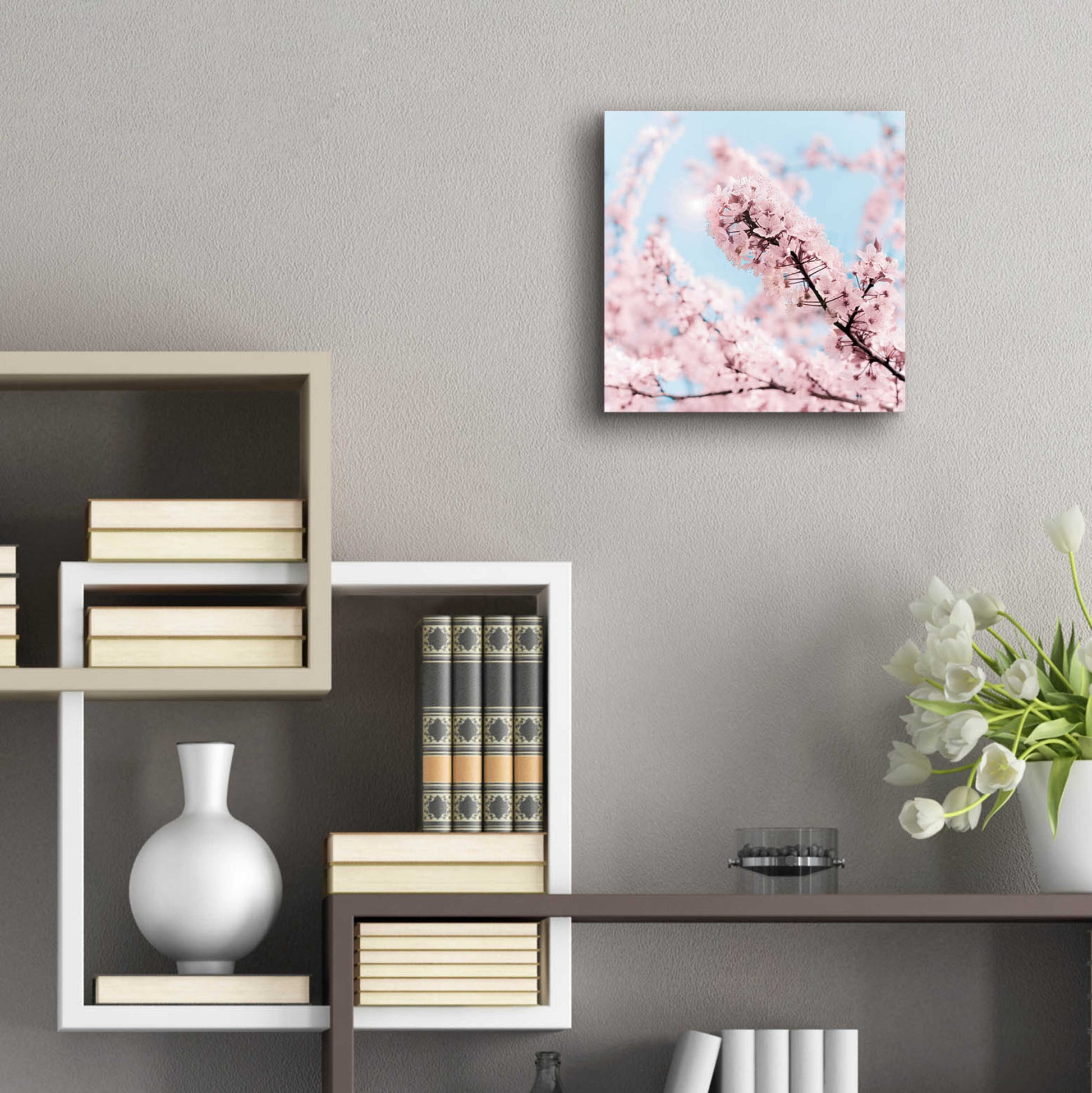 Epic Art 'Cherry Blossom Clouds' by Keri Bevan, Acrylic Glass Wall Art,12x12