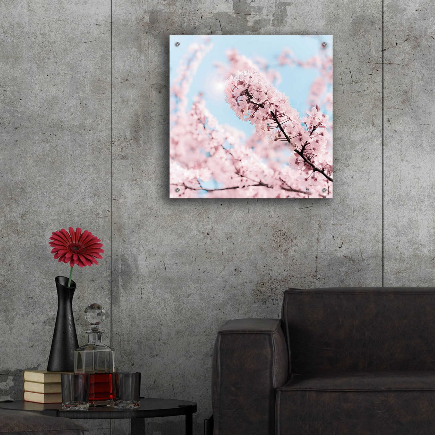 Epic Art 'Cherry Blossom Clouds' by Keri Bevan, Acrylic Glass Wall Art,24x24