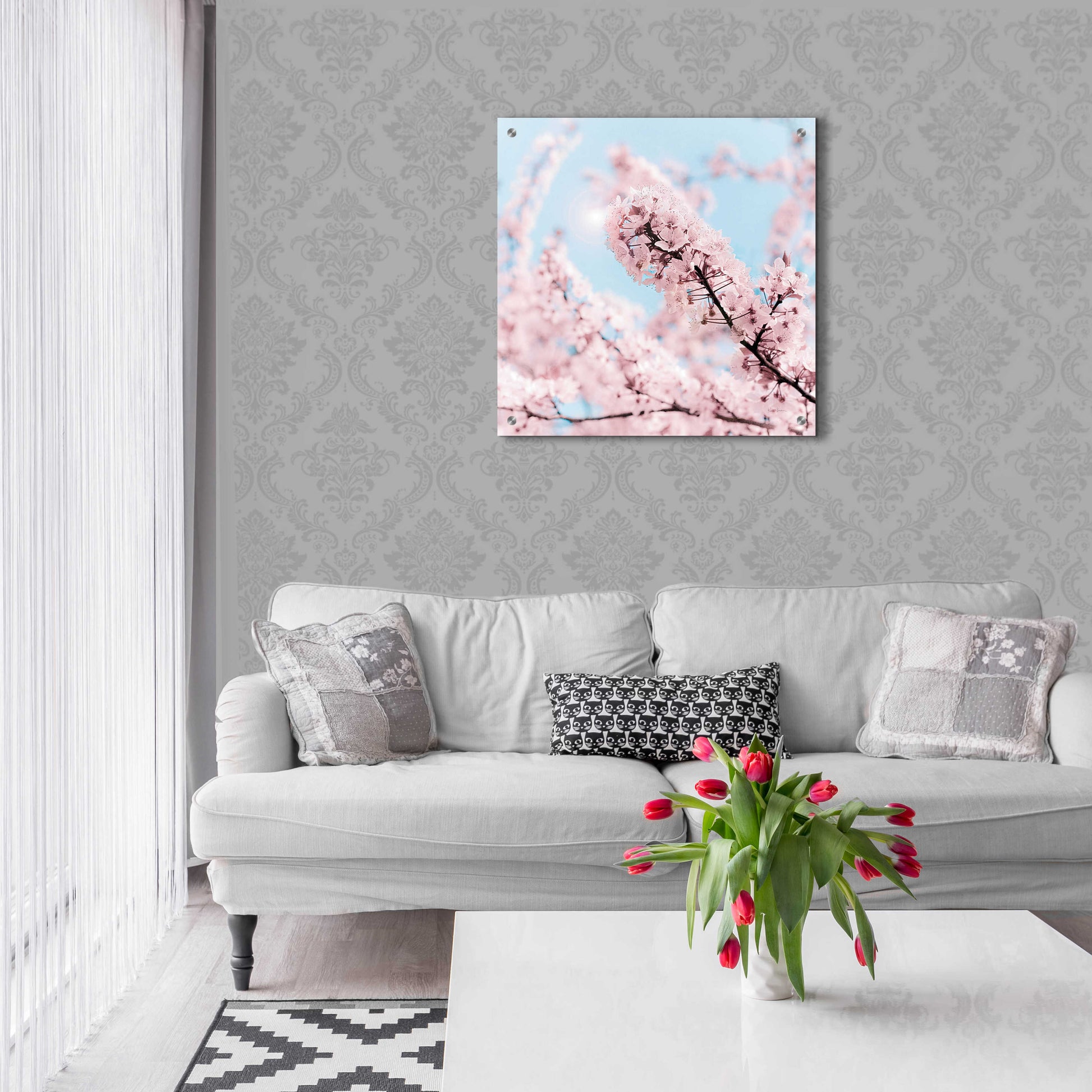 Epic Art 'Cherry Blossom Clouds' by Keri Bevan, Acrylic Glass Wall Art,24x24