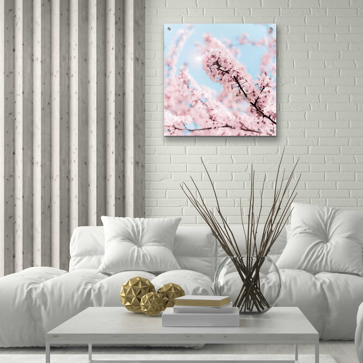 Epic Art 'Cherry Blossom Clouds' by Keri Bevan, Acrylic Glass Wall Art,24x24