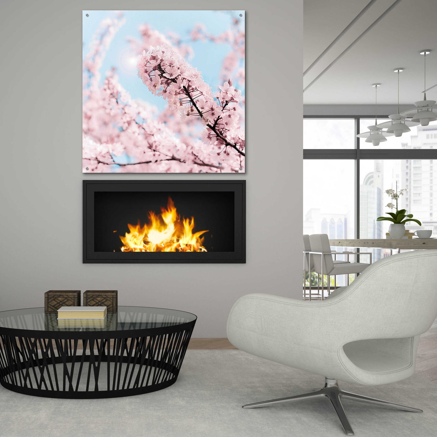 Epic Art 'Cherry Blossom Clouds' by Keri Bevan, Acrylic Glass Wall Art,36x36