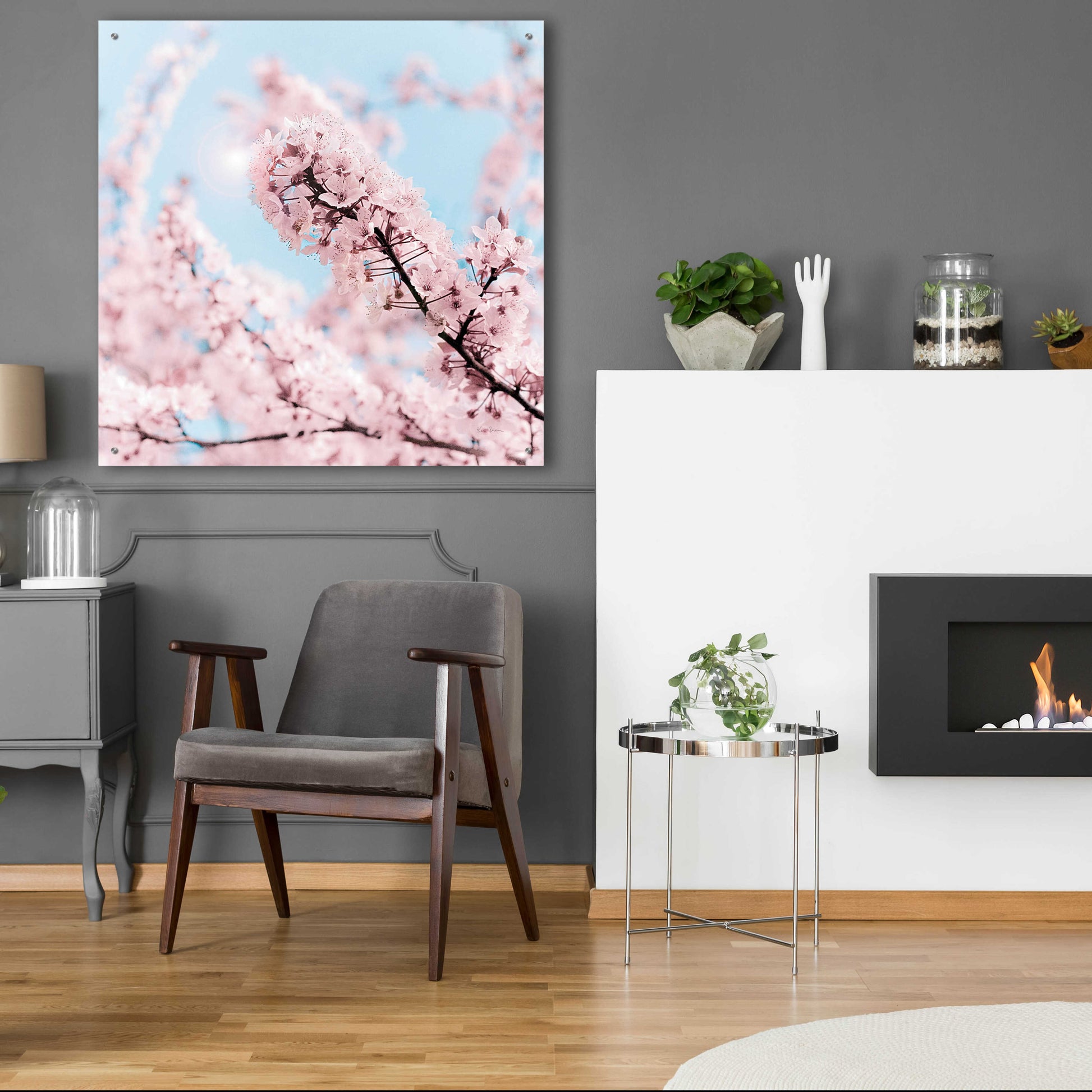 Epic Art 'Cherry Blossom Clouds' by Keri Bevan, Acrylic Glass Wall Art,36x36