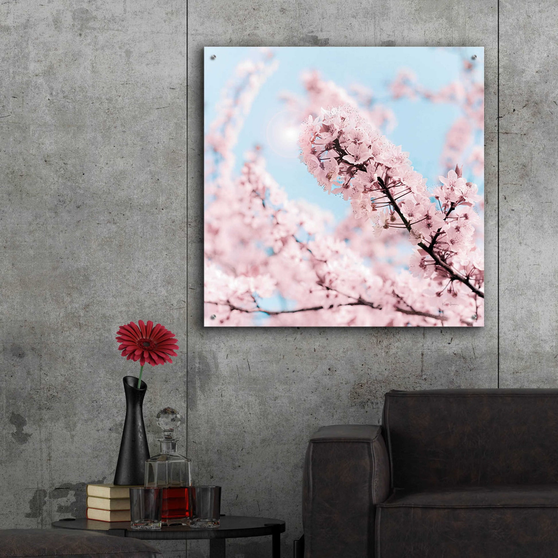 Epic Art 'Cherry Blossom Clouds' by Keri Bevan, Acrylic Glass Wall Art,36x36