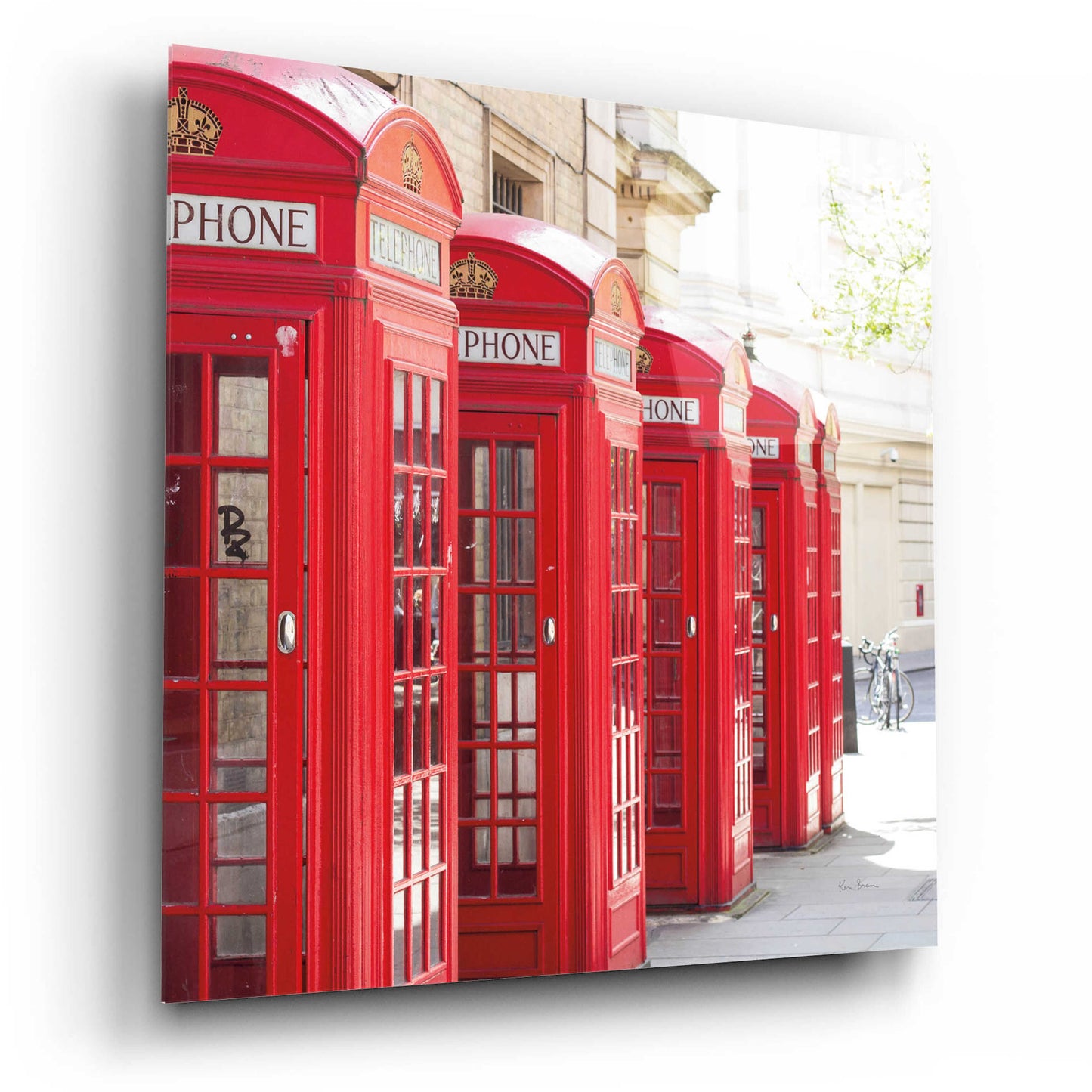 Epic Art 'Covent Garden Phone Boxes' by Keri Bevan, Acrylic Glass Wall Art,12x12