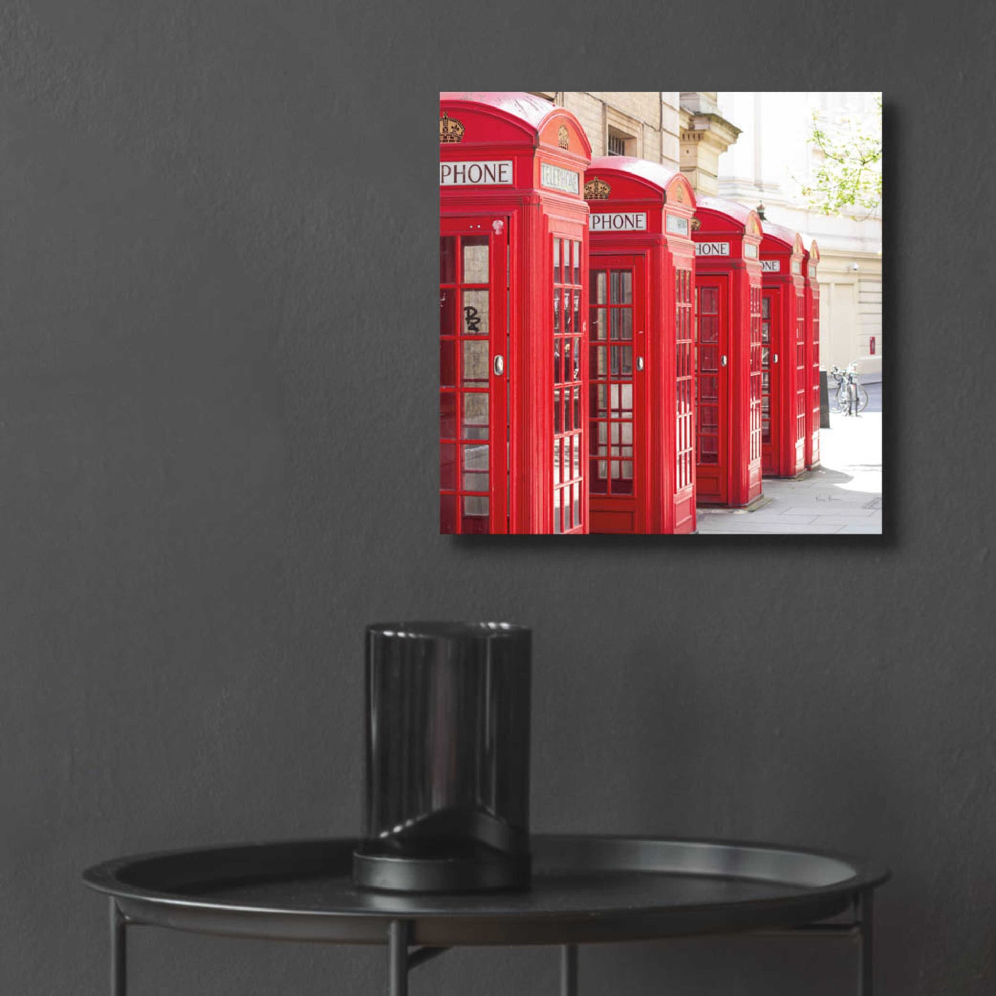 Epic Art 'Covent Garden Phone Boxes' by Keri Bevan, Acrylic Glass Wall Art,12x12