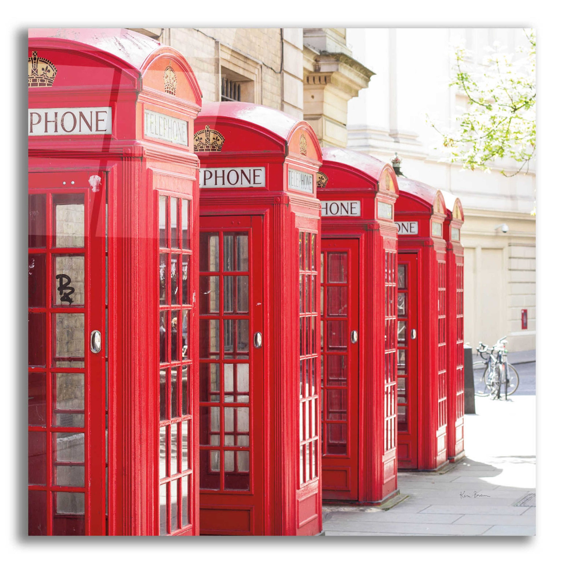 Epic Art 'Covent Garden Phone Boxes' by Keri Bevan, Acrylic Glass Wall Art,12x12