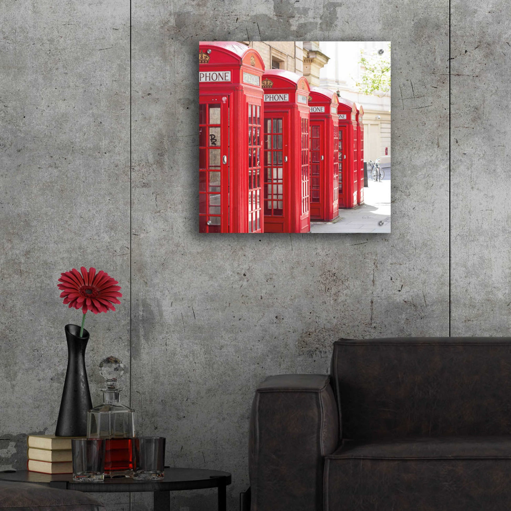 Epic Art 'Covent Garden Phone Boxes' by Keri Bevan, Acrylic Glass Wall Art,24x24