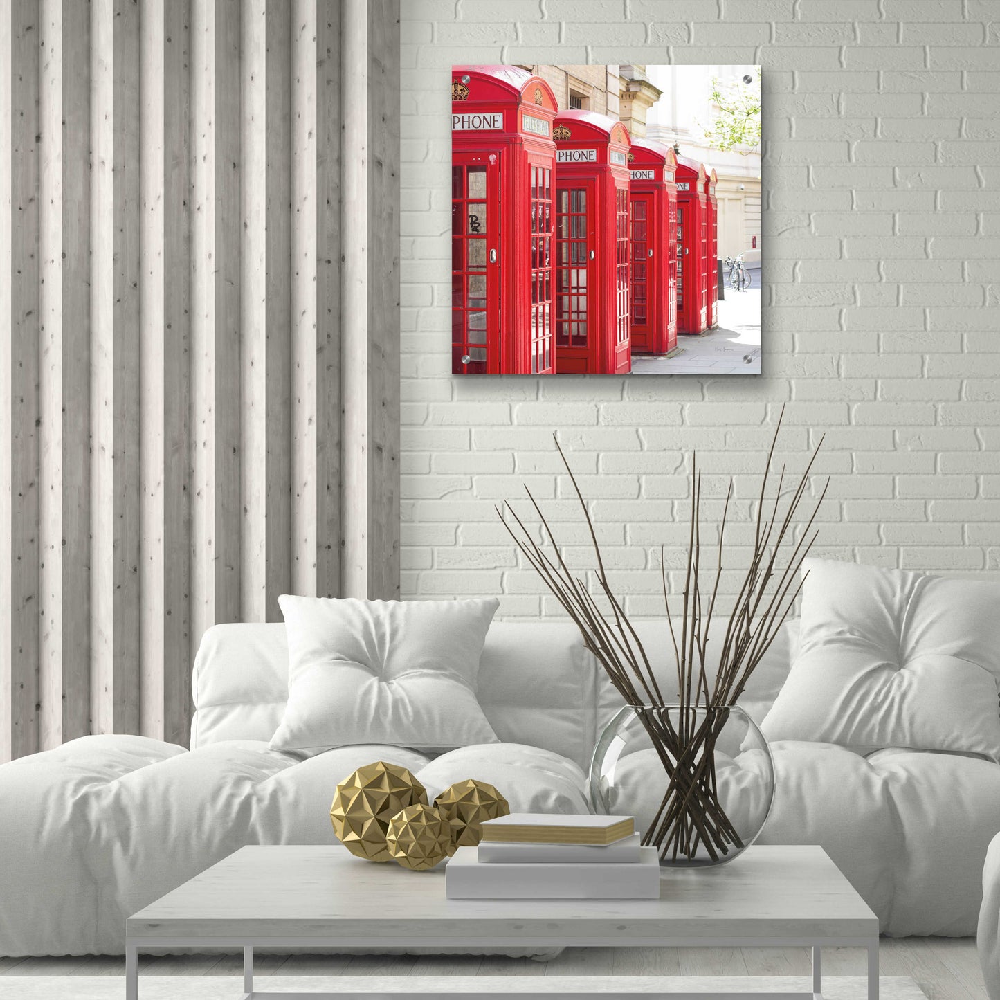 Epic Art 'Covent Garden Phone Boxes' by Keri Bevan, Acrylic Glass Wall Art,24x24