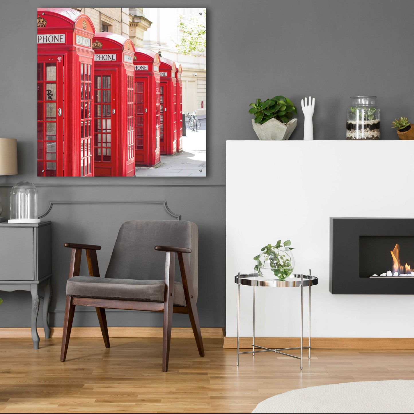 Epic Art 'Covent Garden Phone Boxes' by Keri Bevan, Acrylic Glass Wall Art,36x36