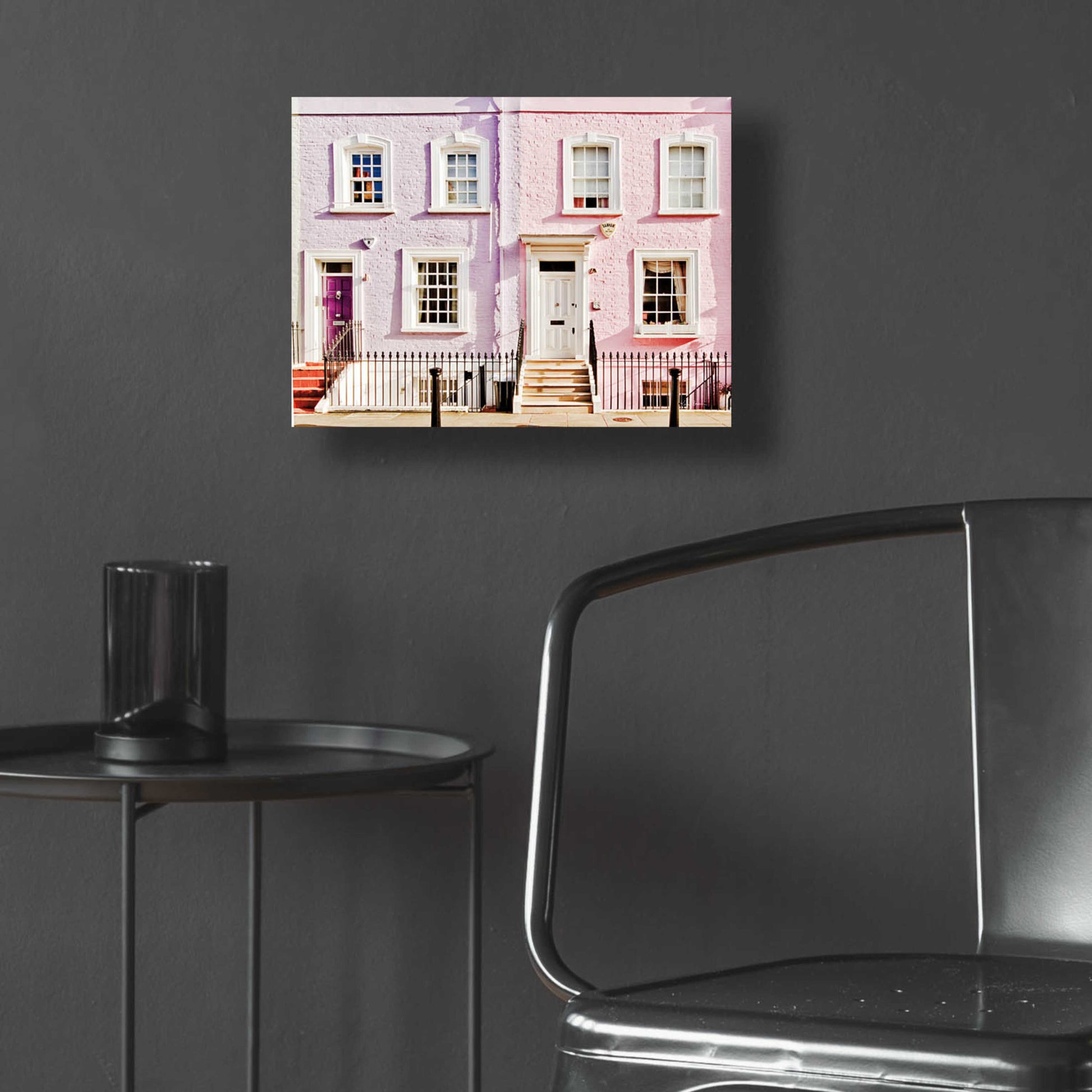 Epic Art 'London Pink Purple Houses' by Keri Bevan, Acrylic Glass Wall Art,16x12