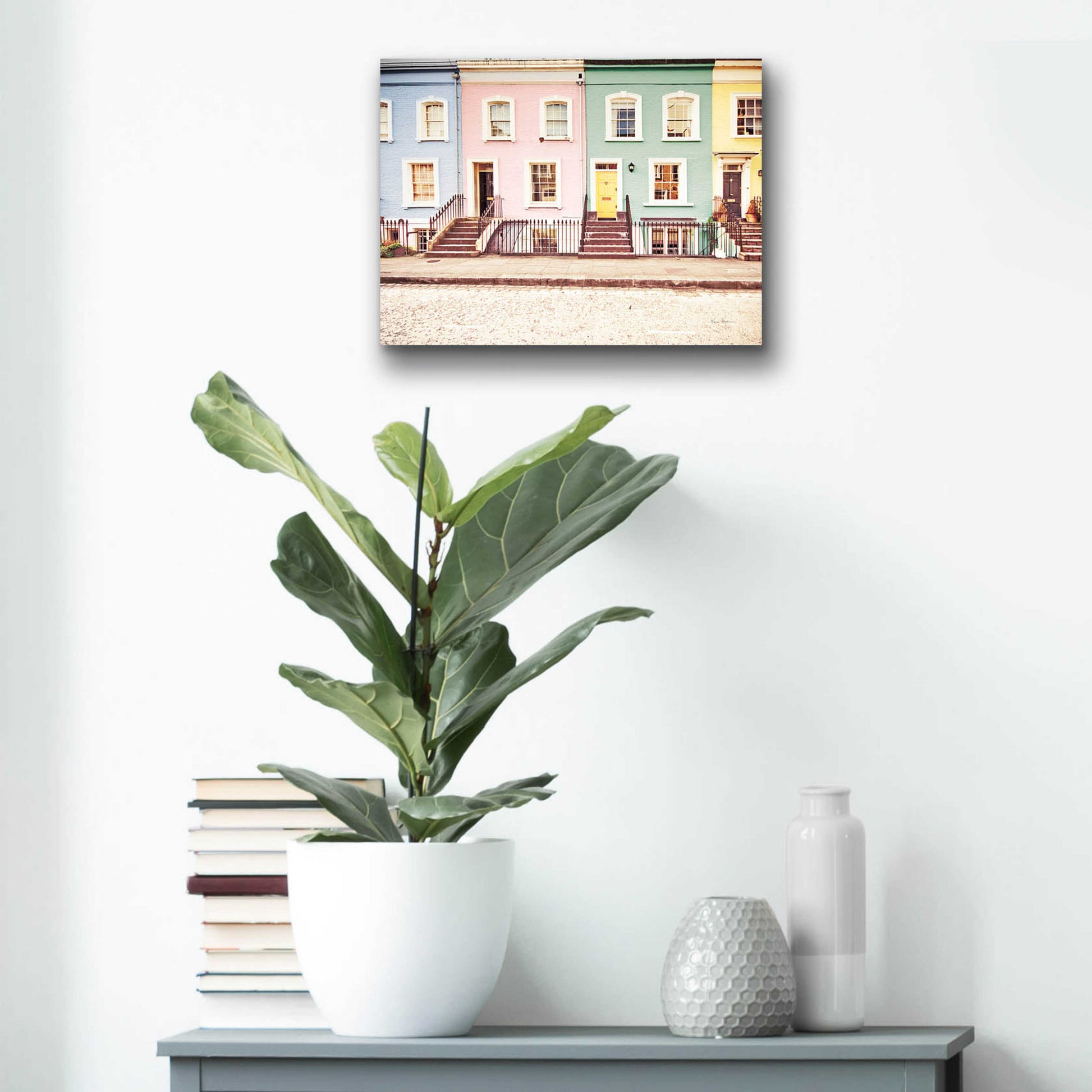 Epic Art 'Chelsea Houses All Lined Up Spring' by Keri Bevan, Acrylic Glass Wall Art,16x12