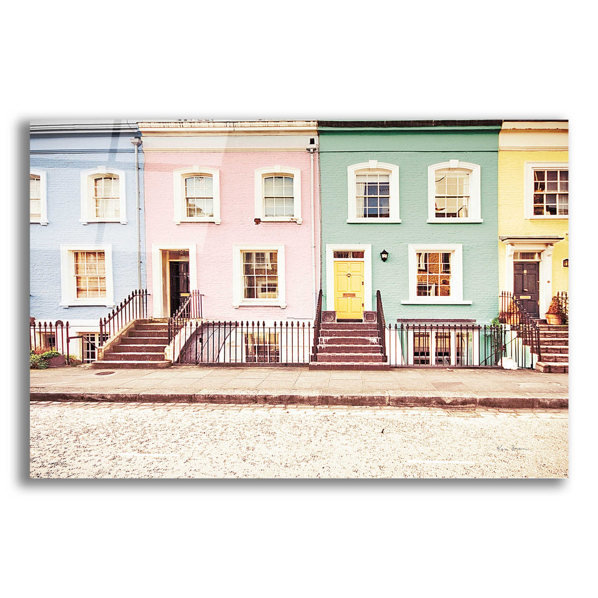 Epic Art 'Chelsea Houses All Lined Up Spring' by Keri Bevan, Acrylic Glass Wall Art,24x16