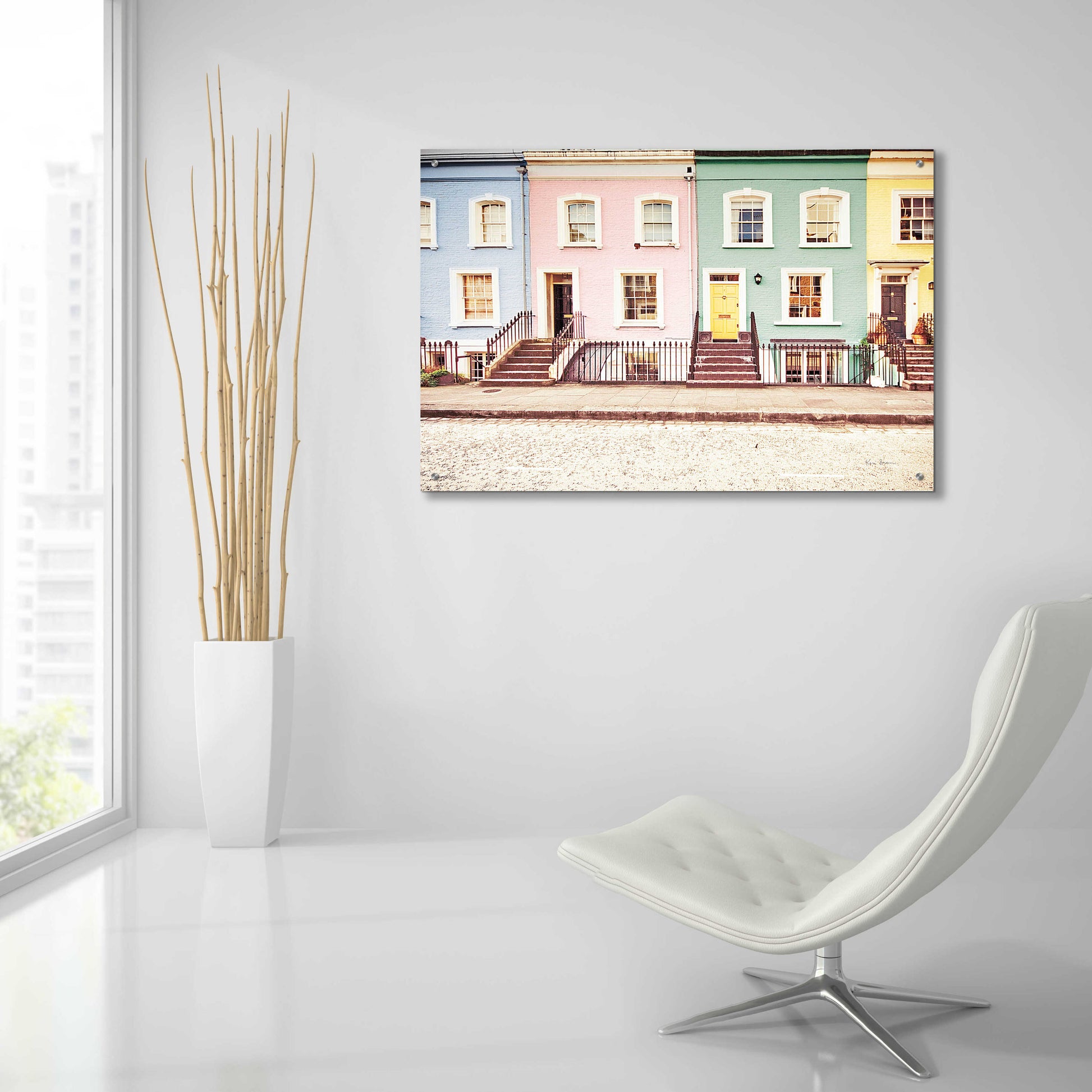 Epic Art 'Chelsea Houses All Lined Up Spring' by Keri Bevan, Acrylic Glass Wall Art,36x24