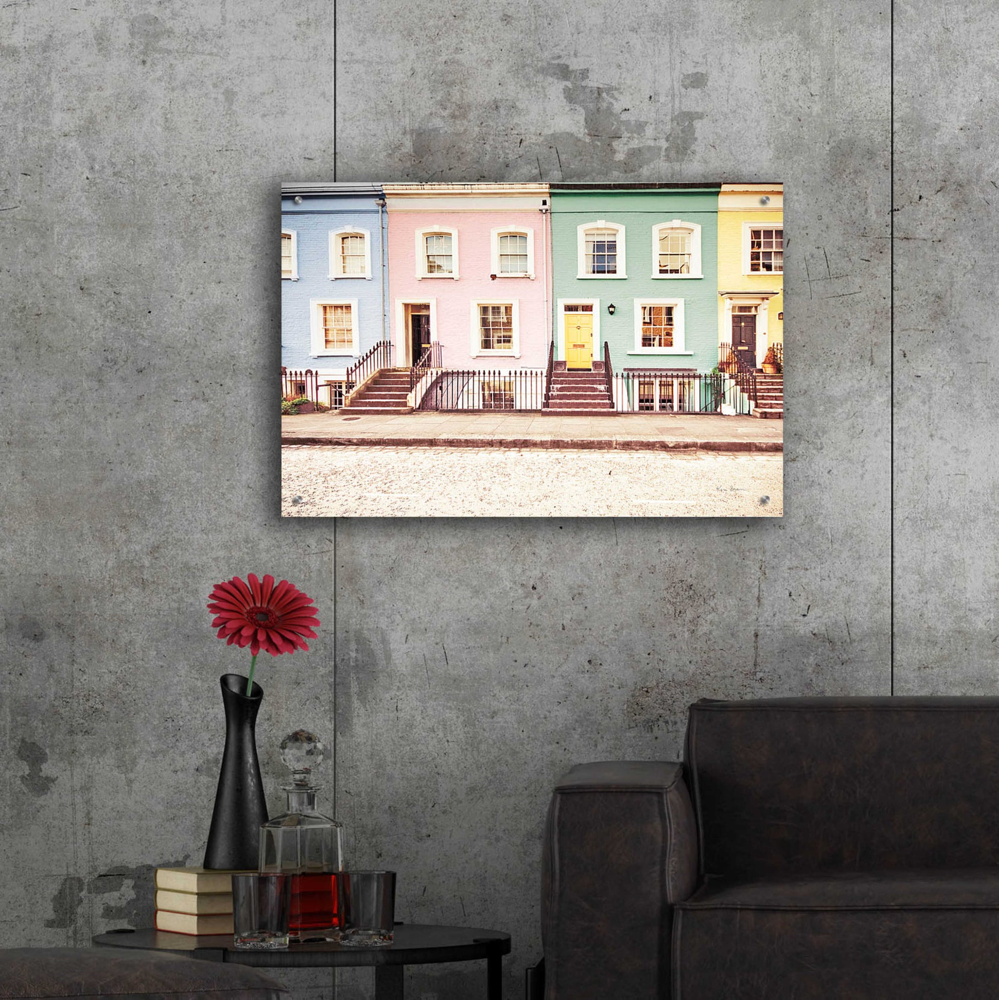 Epic Art 'Chelsea Houses All Lined Up Spring' by Keri Bevan, Acrylic Glass Wall Art,36x24