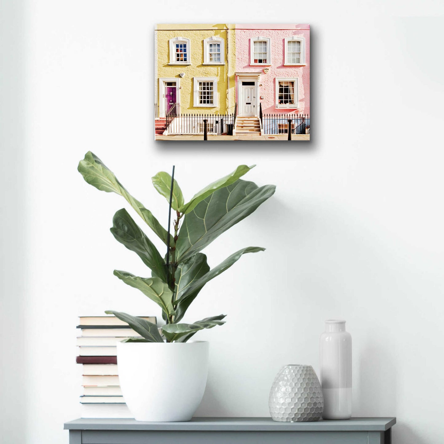 Epic Art 'London Houses Spring' by Keri Bevan, Acrylic Glass Wall Art,16x12