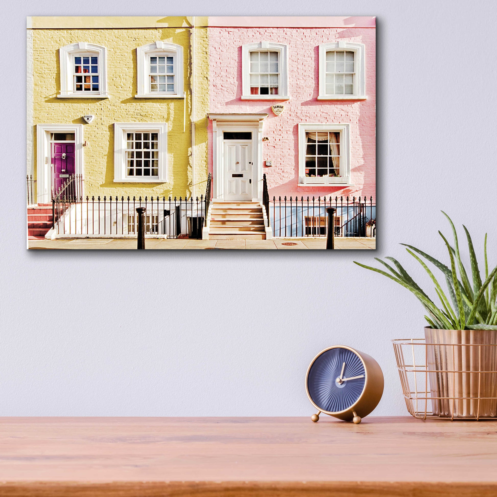 Epic Art 'London Houses Spring' by Keri Bevan, Acrylic Glass Wall Art,16x12