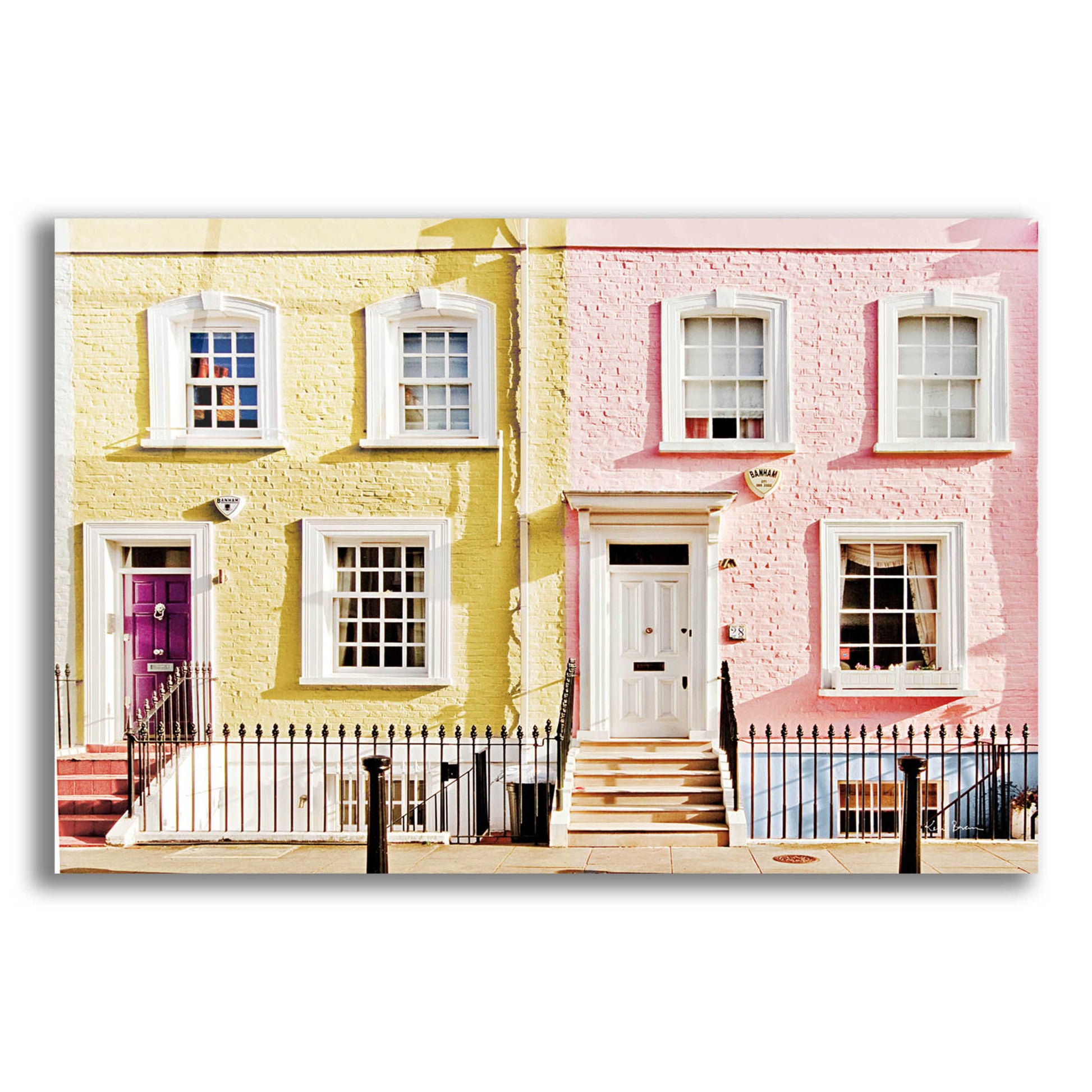 Epic Art 'London Houses Spring' by Keri Bevan, Acrylic Glass Wall Art,16x12