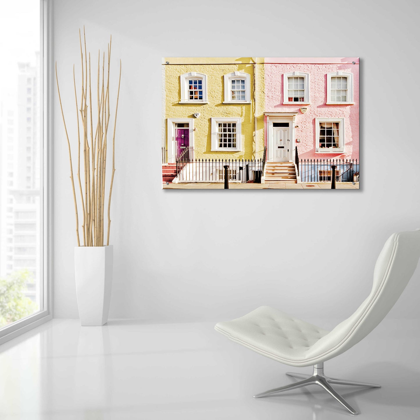 Epic Art 'London Houses Spring' by Keri Bevan, Acrylic Glass Wall Art,36x24