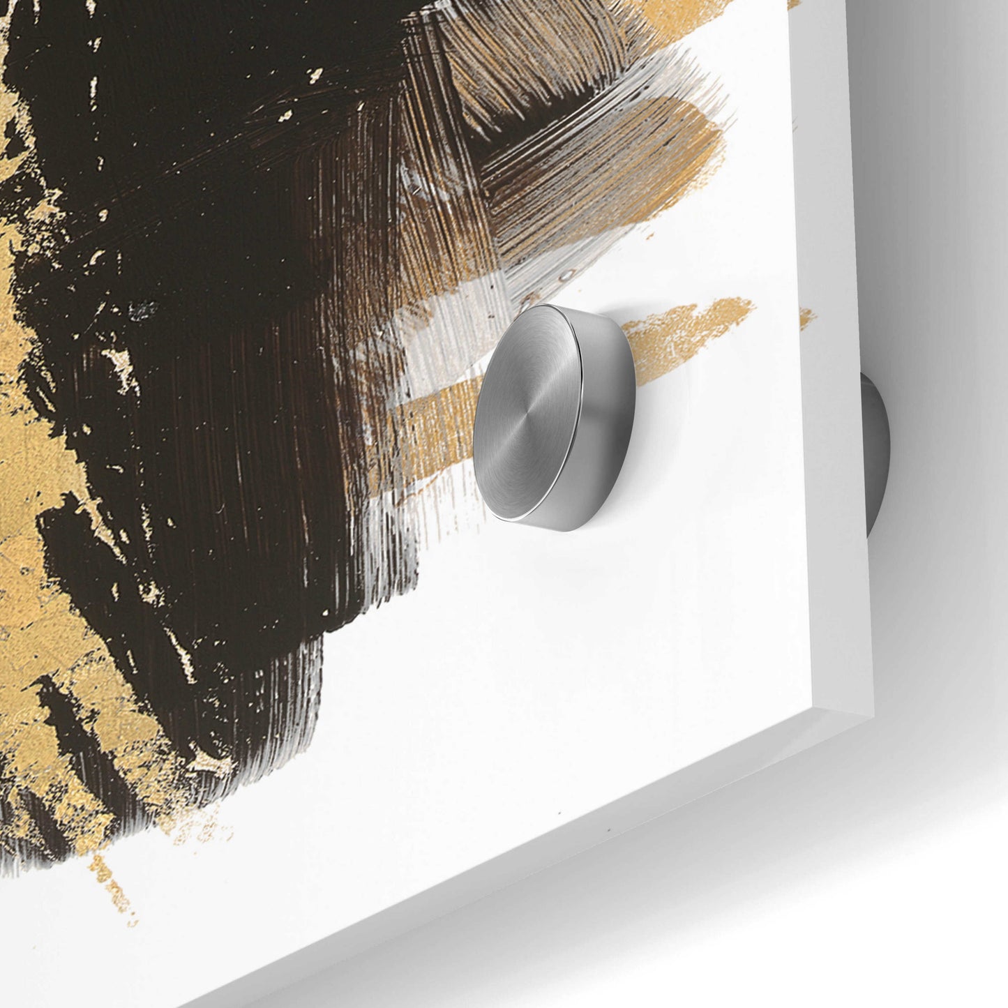 Epic Art 'Gold And Black Abstract Panel II' by Mike Schick, Acrylic Glass Wall Art,12x36