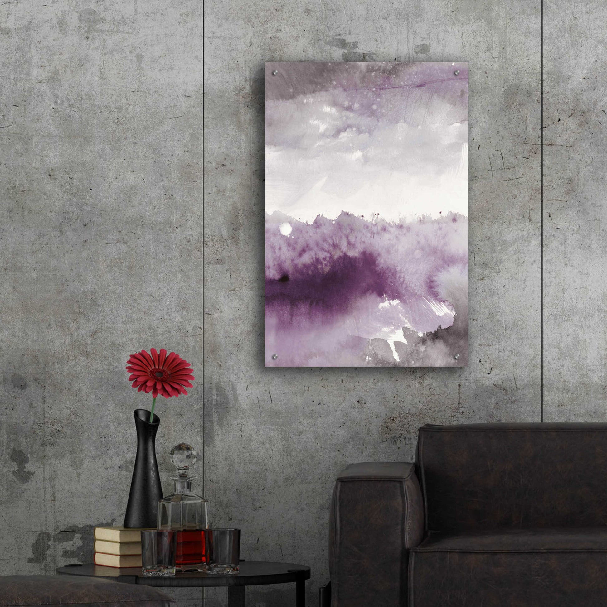 Epic Art 'Midnight At The Lake II Amethyst Gray Crop' by Mike Schick, Acrylic Glass Wall Art,24x36