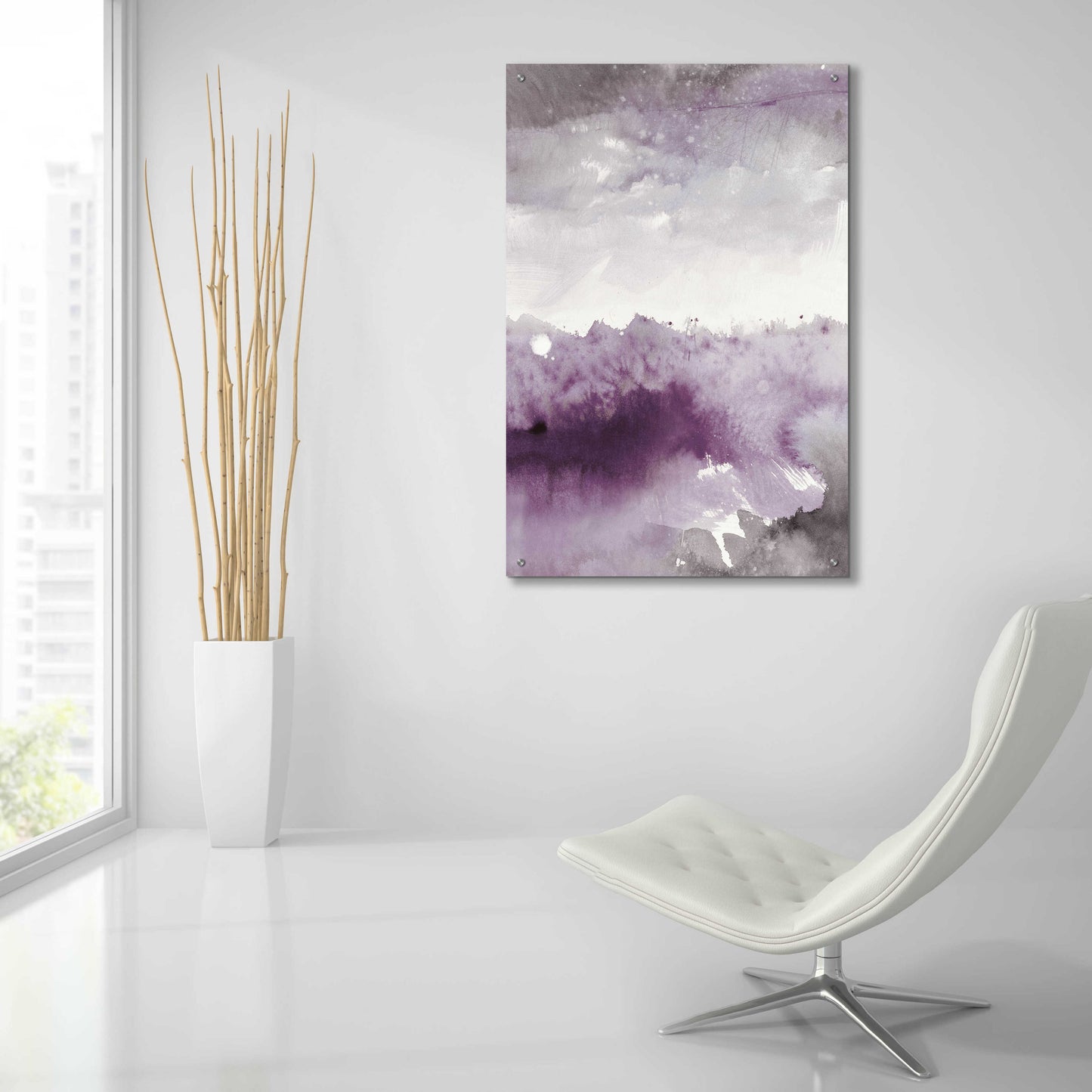 Epic Art 'Midnight At The Lake II Amethyst Gray Crop' by Mike Schick, Acrylic Glass Wall Art,24x36