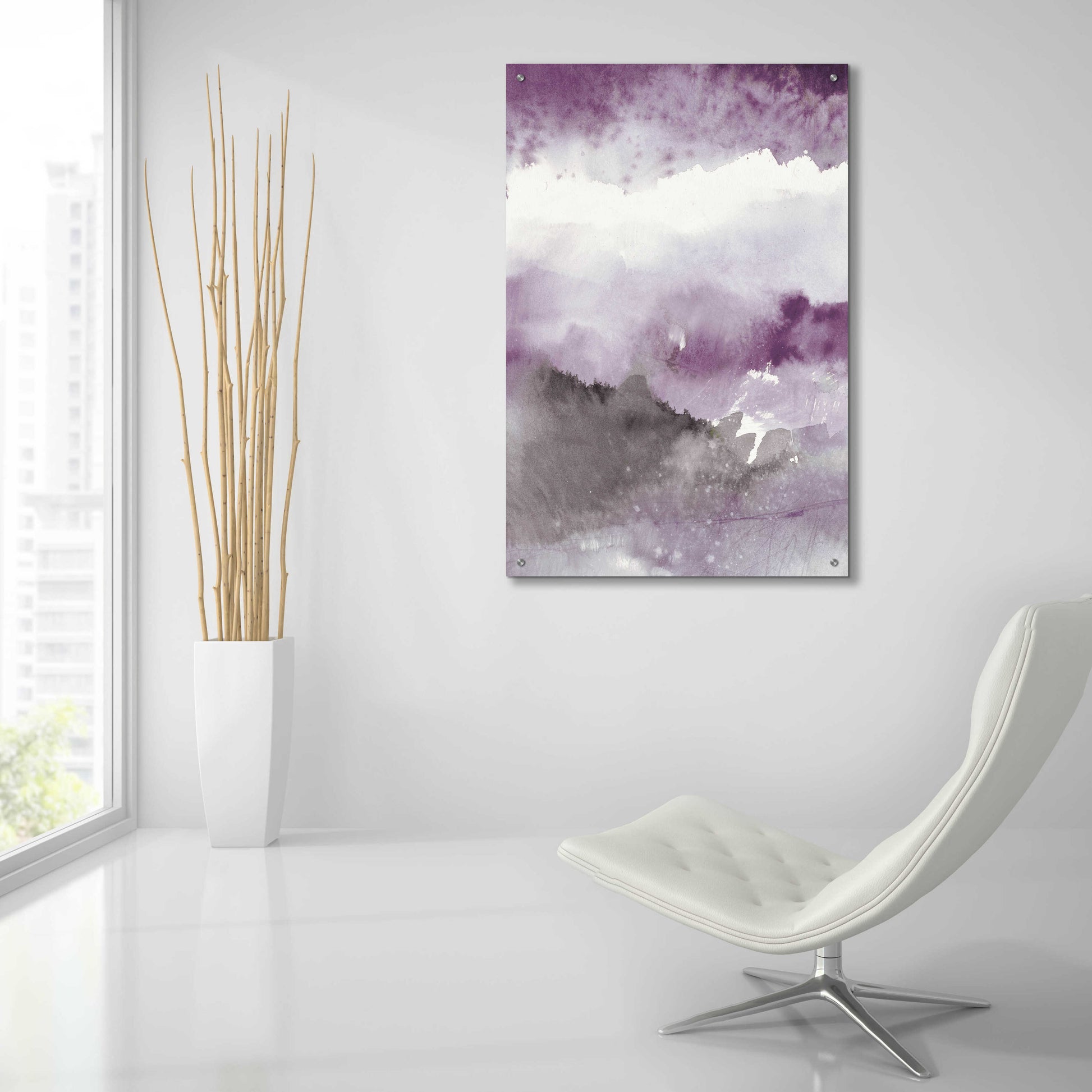 Epic Art 'Midnight At The Lake III Amethyst Gray Crop' by Mike Schick, Acrylic Glass Wall Art,24x36