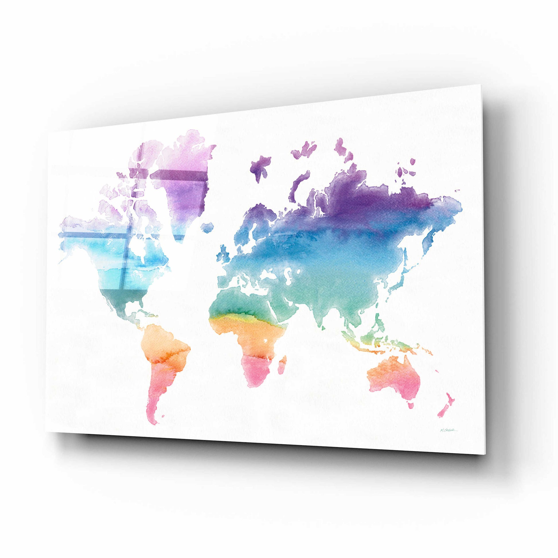 Epic Art 'Watercolor World' by Mike Schick, Acrylic Glass Wall Art,16x12