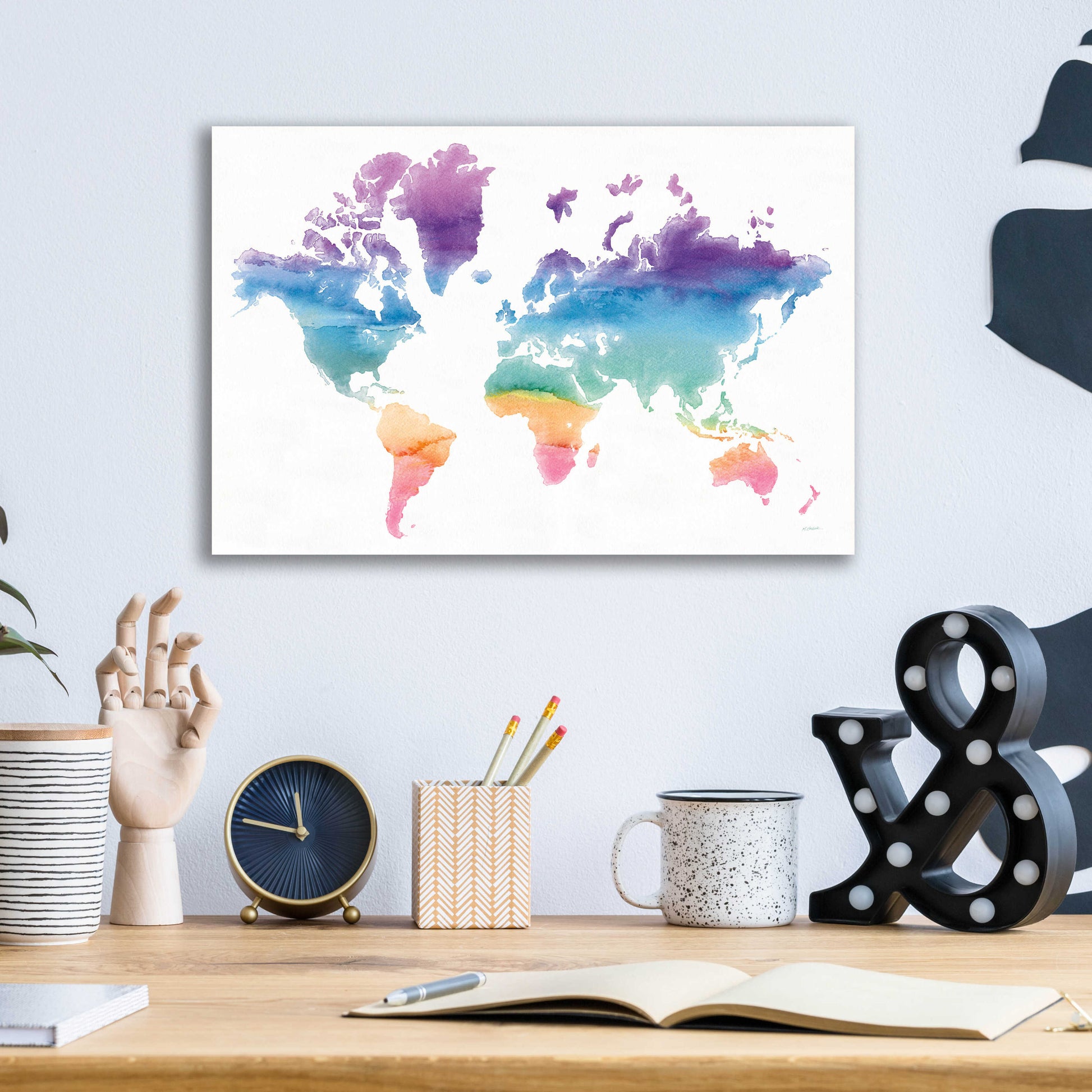 Epic Art 'Watercolor World' by Mike Schick, Acrylic Glass Wall Art,16x12