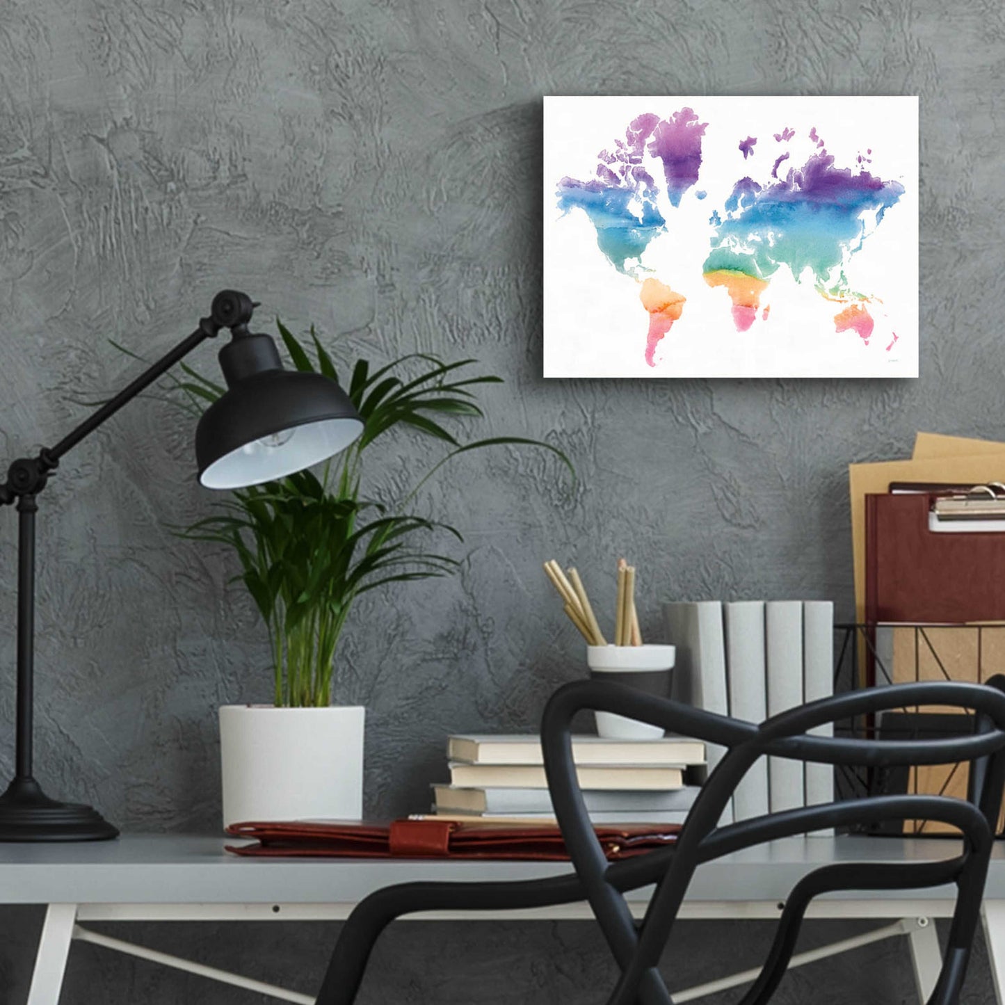 Epic Art 'Watercolor World' by Mike Schick, Acrylic Glass Wall Art,16x12