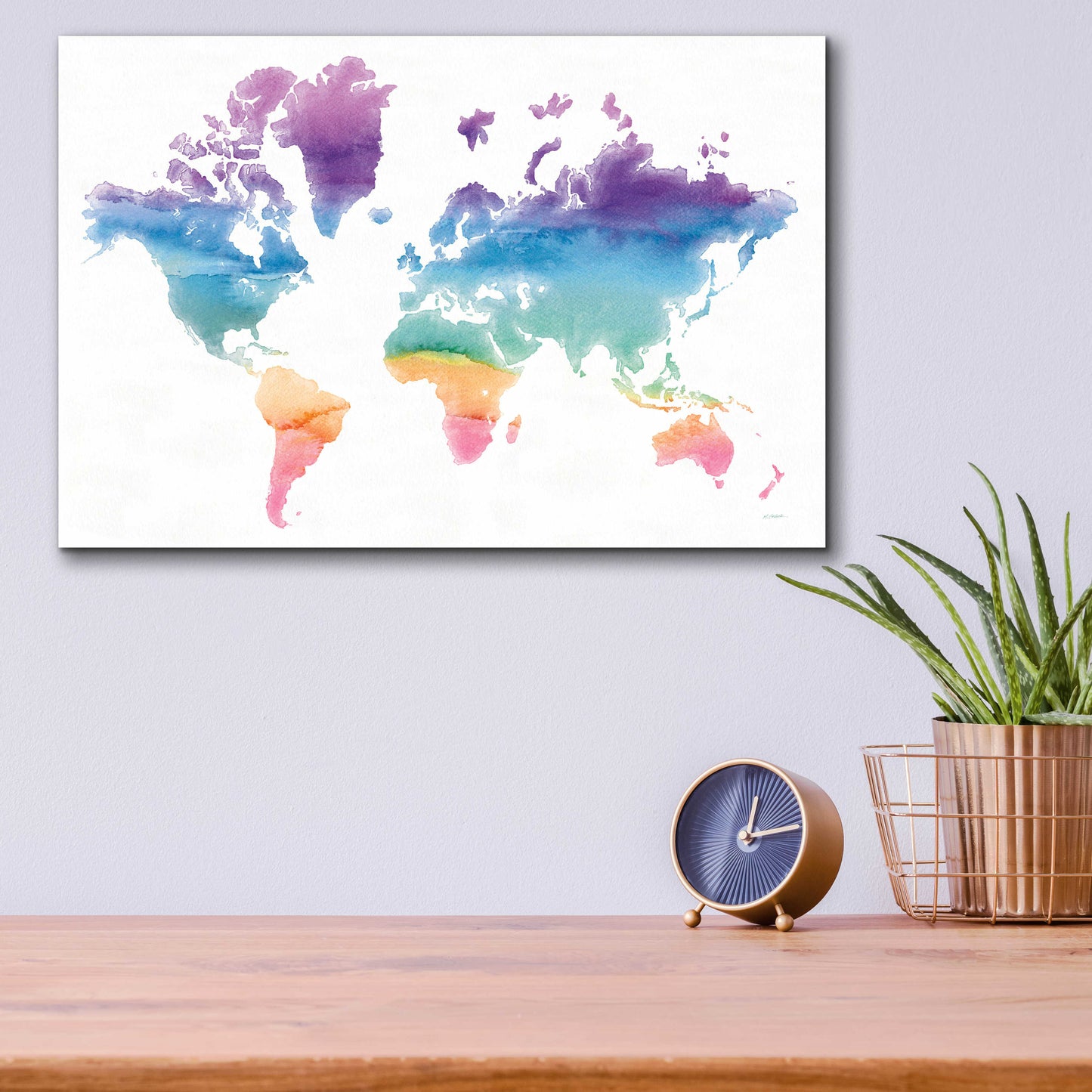 Epic Art 'Watercolor World' by Mike Schick, Acrylic Glass Wall Art,16x12