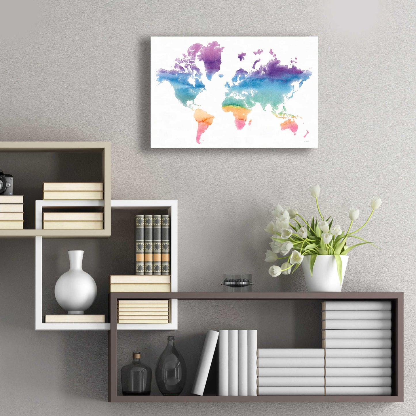 Epic Art 'Watercolor World' by Mike Schick, Acrylic Glass Wall Art,24x16