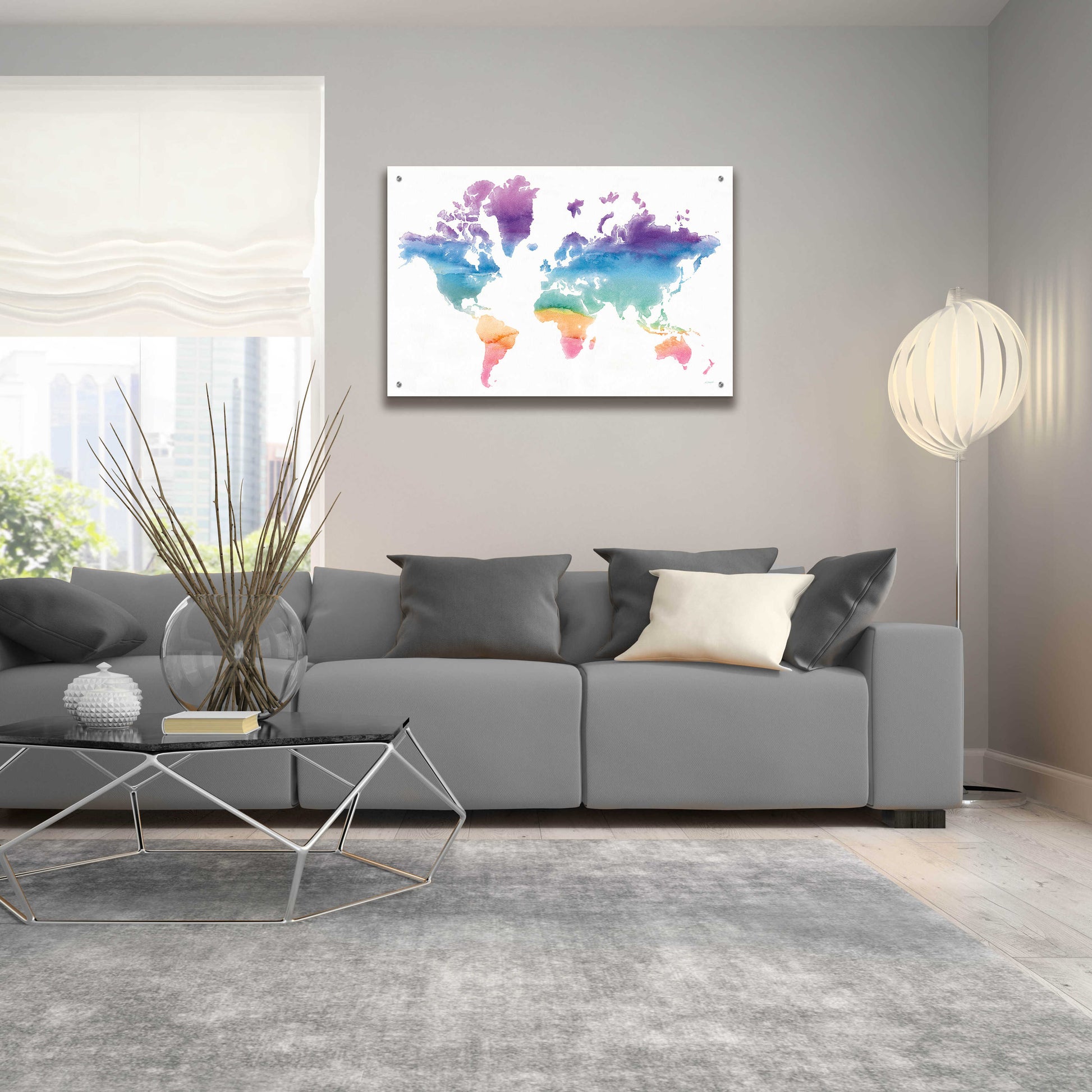 Epic Art 'Watercolor World' by Mike Schick, Acrylic Glass Wall Art,36x24