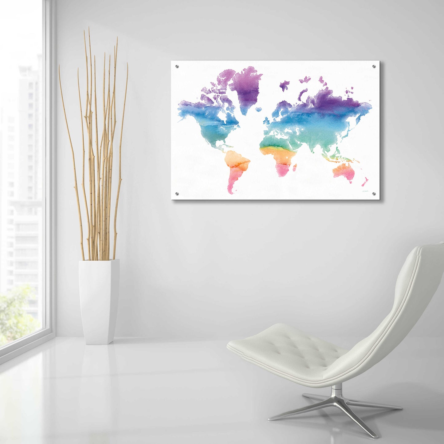 Epic Art 'Watercolor World' by Mike Schick, Acrylic Glass Wall Art,36x24