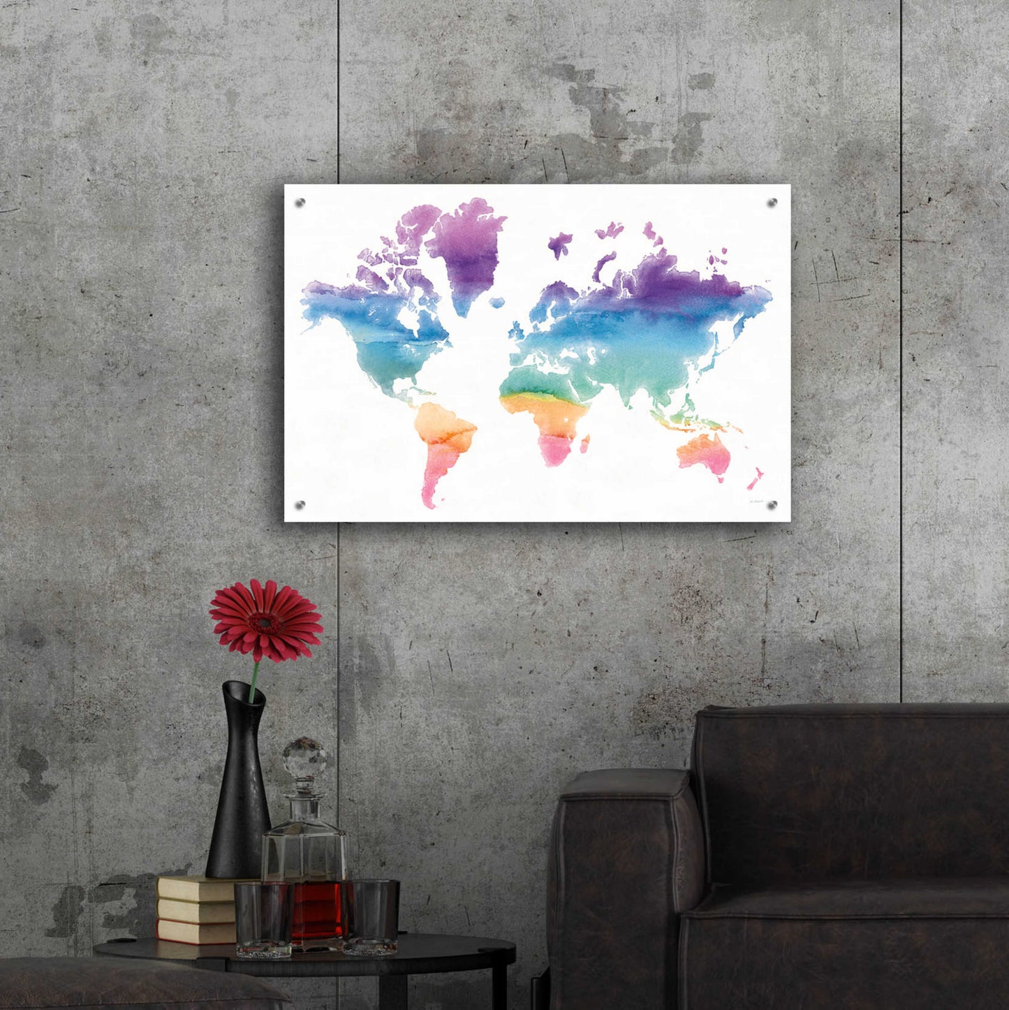 Epic Art 'Watercolor World' by Mike Schick, Acrylic Glass Wall Art,36x24