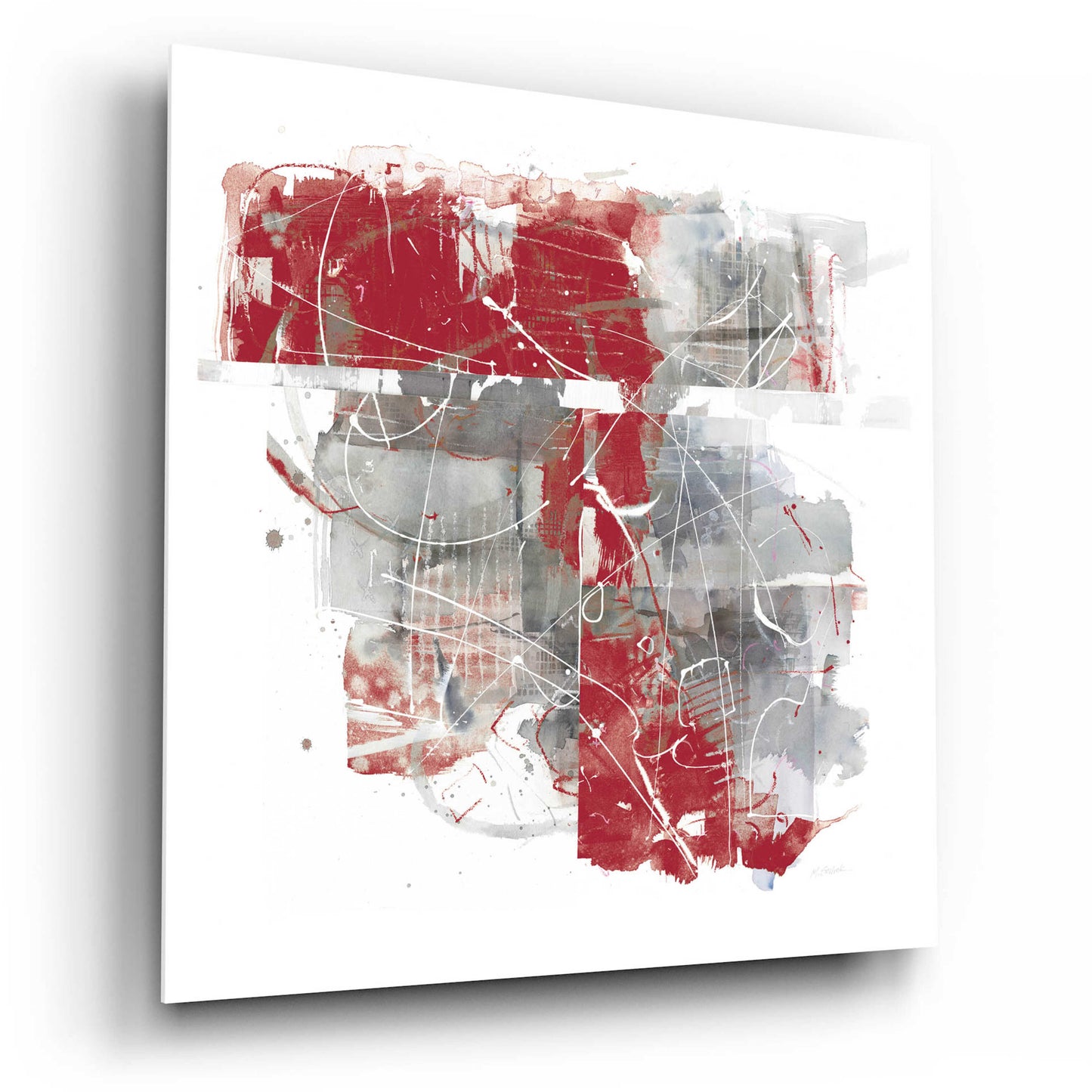 Epic Art 'Moving In And Out Of Traffic II Red Grey' by Mike Schick, Acrylic Glass Wall Art,12x12