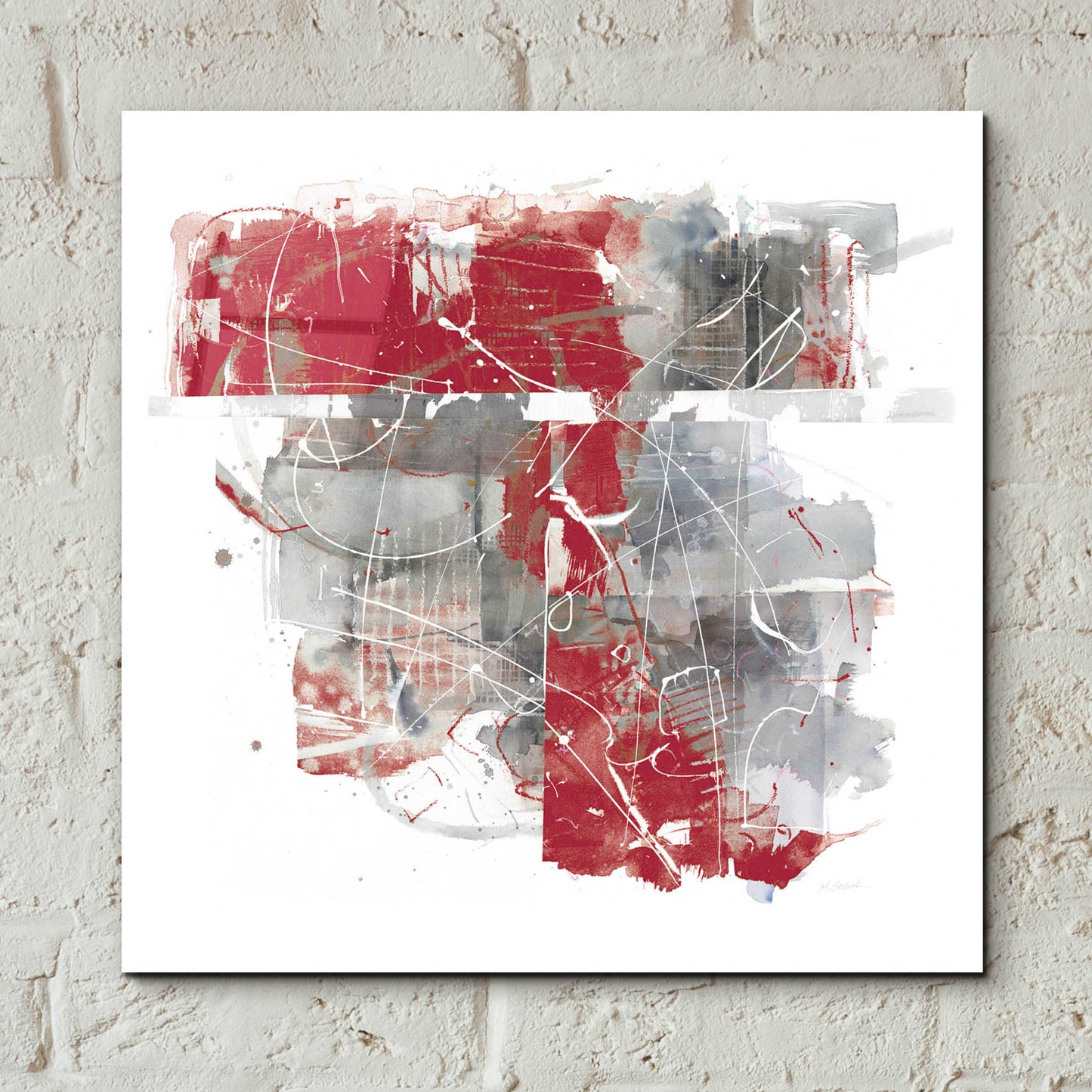 Epic Art 'Moving In And Out Of Traffic II Red Grey' by Mike Schick, Acrylic Glass Wall Art,12x12