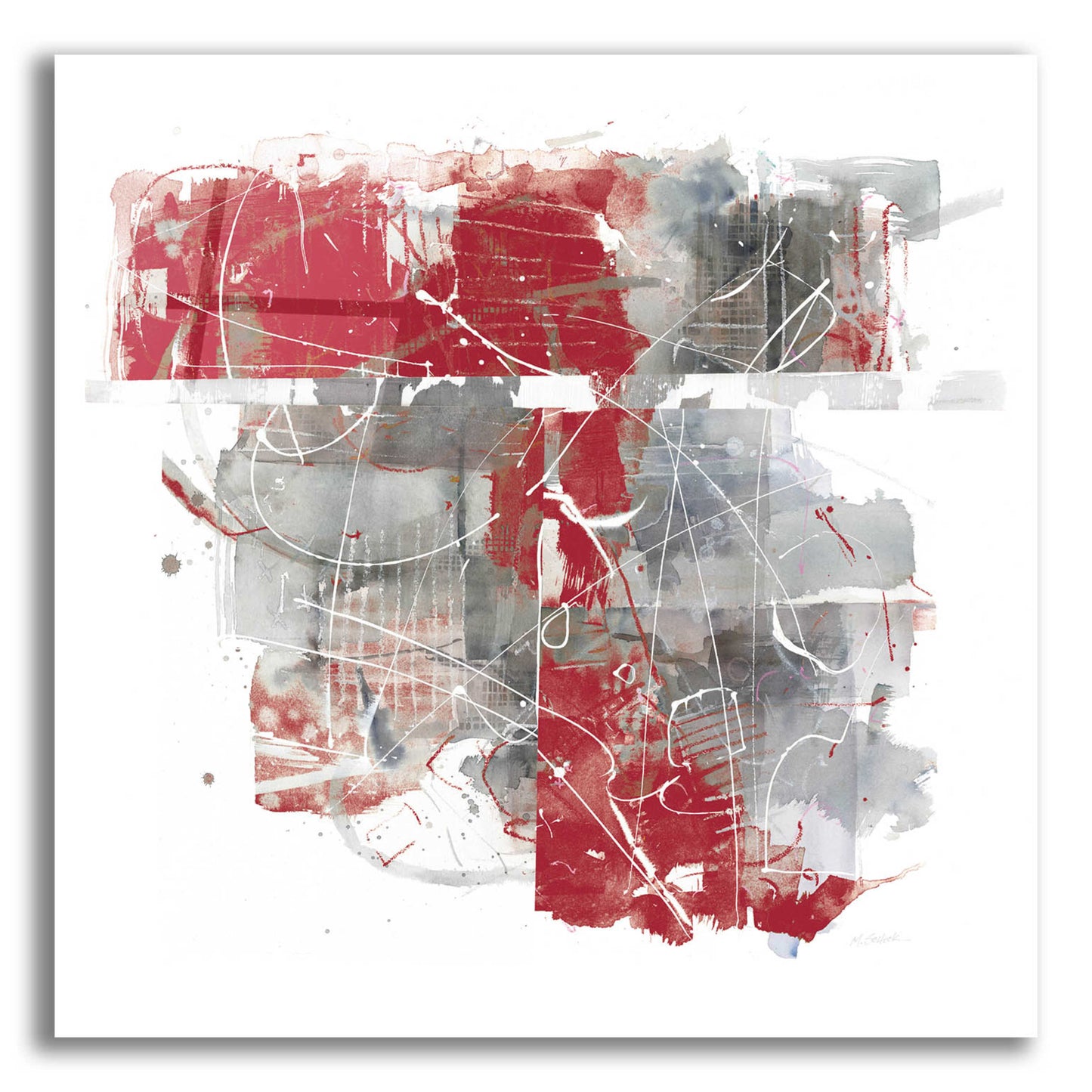 Epic Art 'Moving In And Out Of Traffic II Red Grey' by Mike Schick, Acrylic Glass Wall Art,12x12