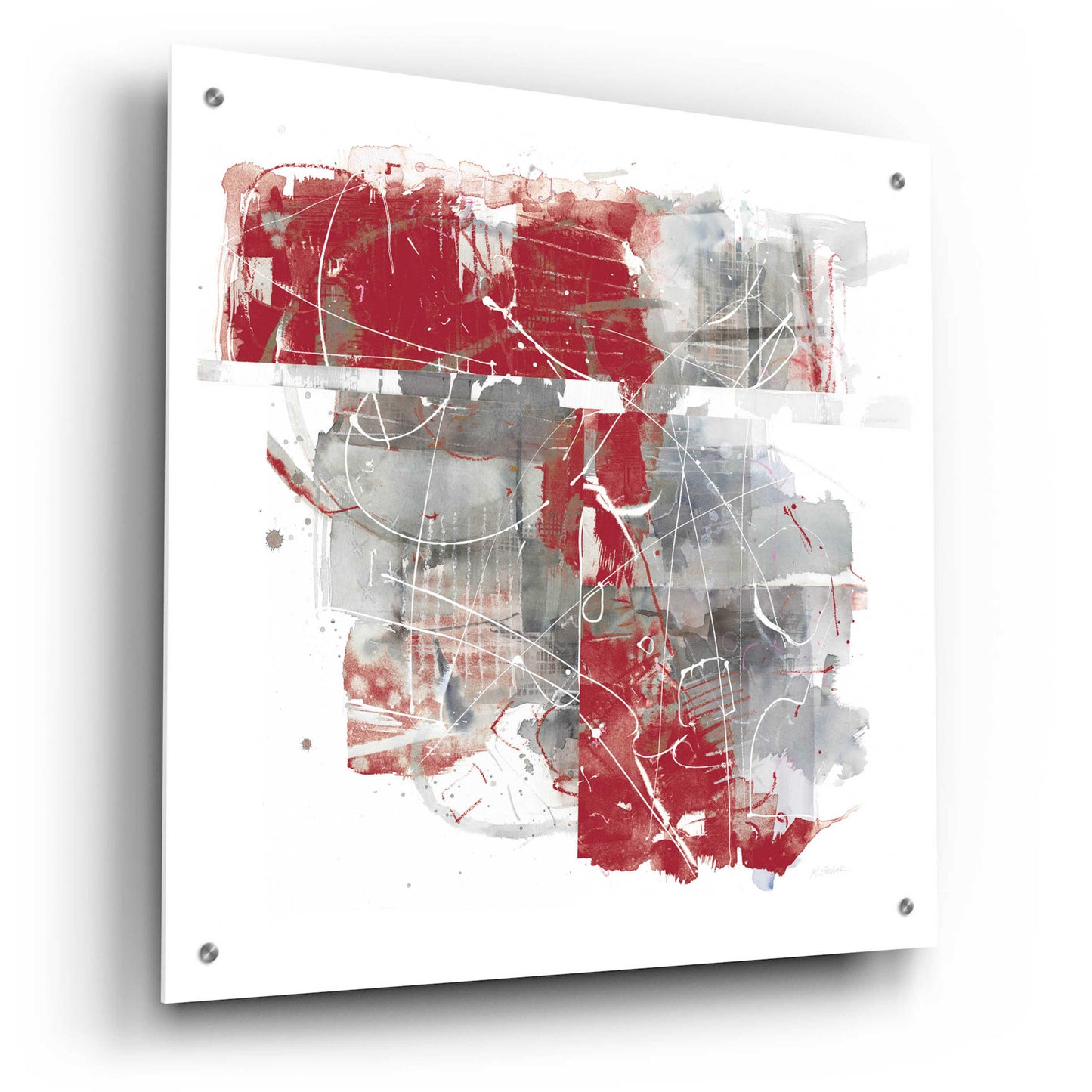 Epic Art 'Moving In And Out Of Traffic II Red Grey' by Mike Schick, Acrylic Glass Wall Art,24x24