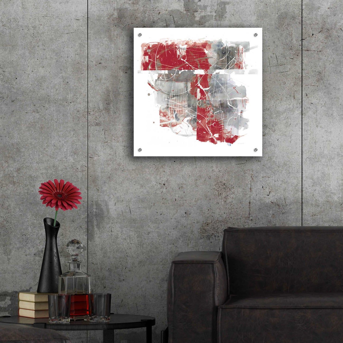 Epic Art 'Moving In And Out Of Traffic II Red Grey' by Mike Schick, Acrylic Glass Wall Art,24x24