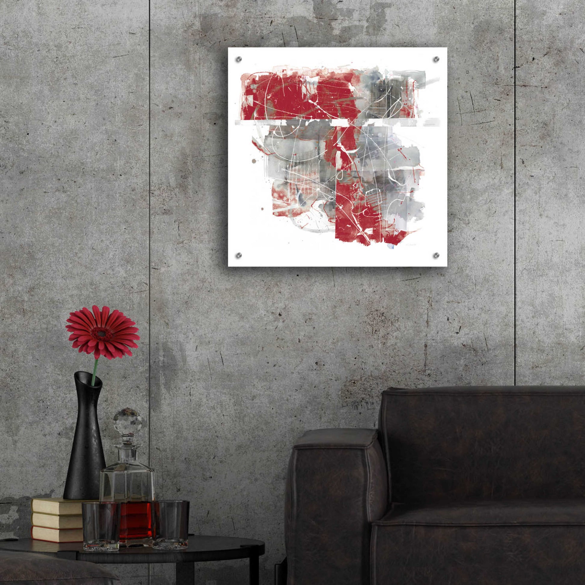 Epic Art 'Moving In And Out Of Traffic II Red Grey' by Mike Schick, Acrylic Glass Wall Art,24x24