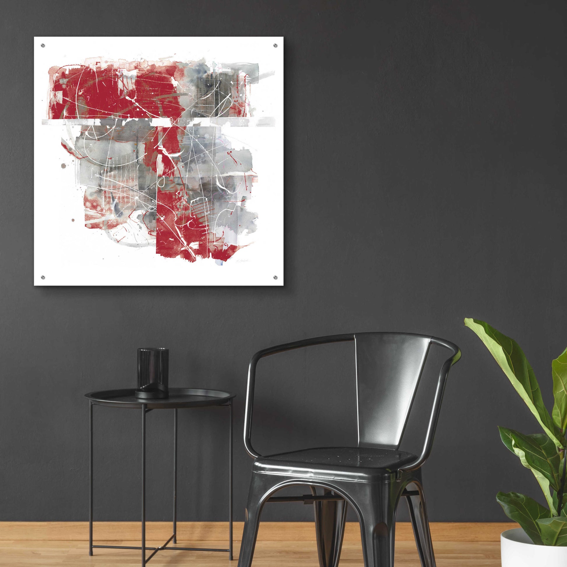 Epic Art 'Moving In And Out Of Traffic II Red Grey' by Mike Schick, Acrylic Glass Wall Art,36x36