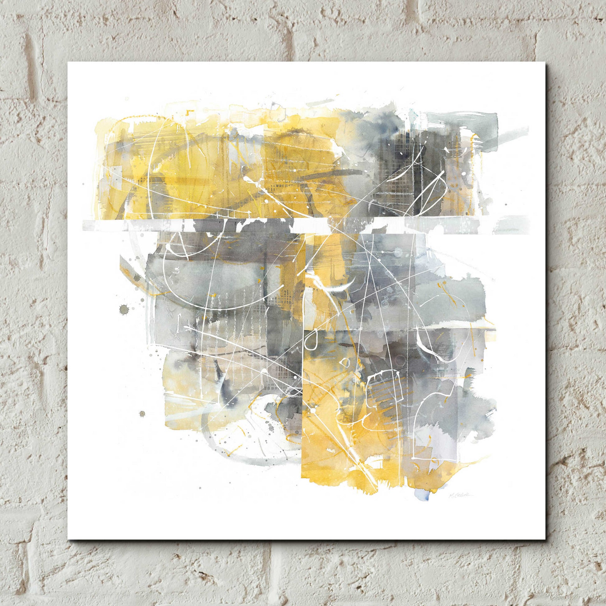 Epic Art 'Moving In And Out Of Traffic II Yellow Grey' by Mike Schick, Acrylic Glass Wall Art,12x12