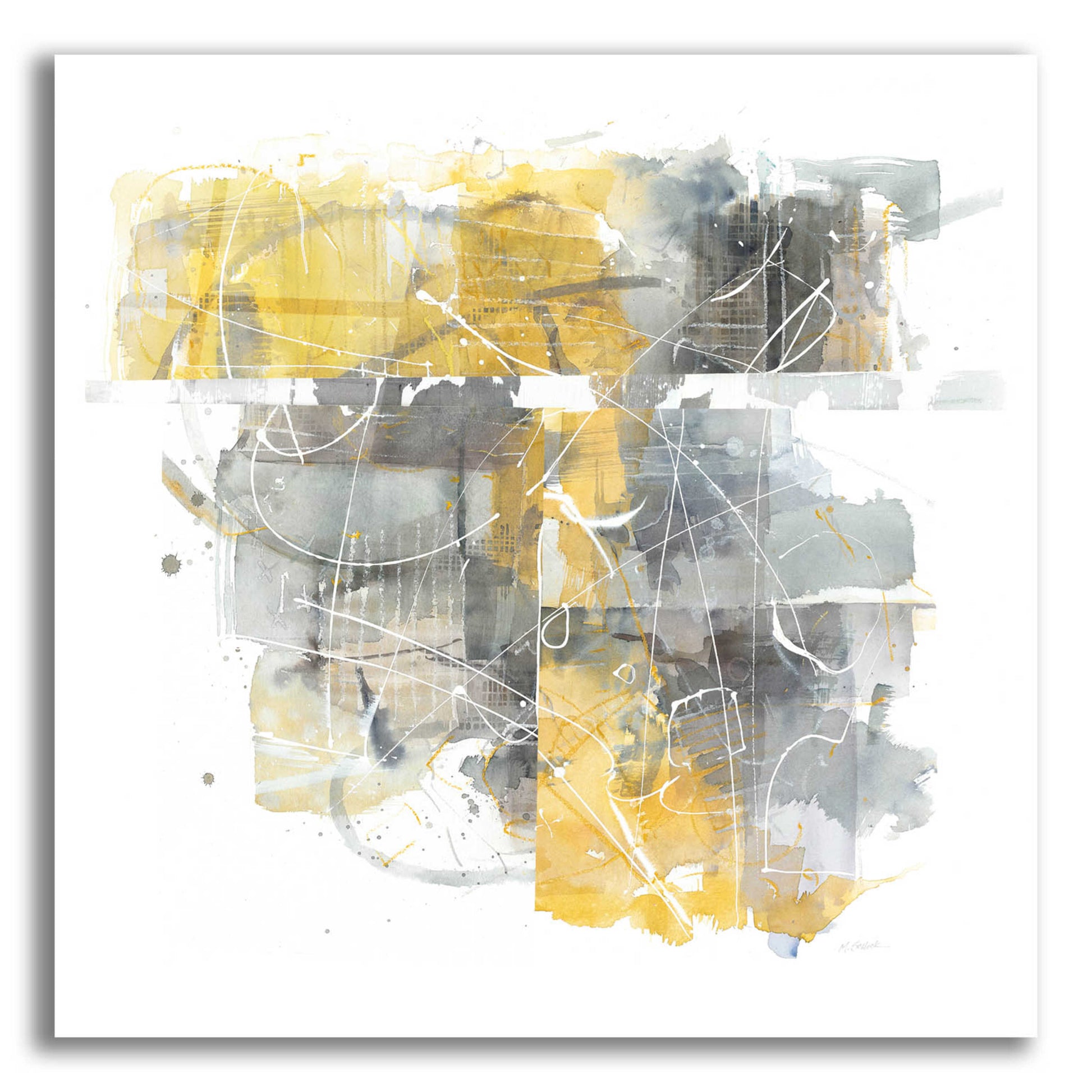 Epic Art 'Moving In And Out Of Traffic II Yellow Grey' by Mike Schick, Acrylic Glass Wall Art,12x12