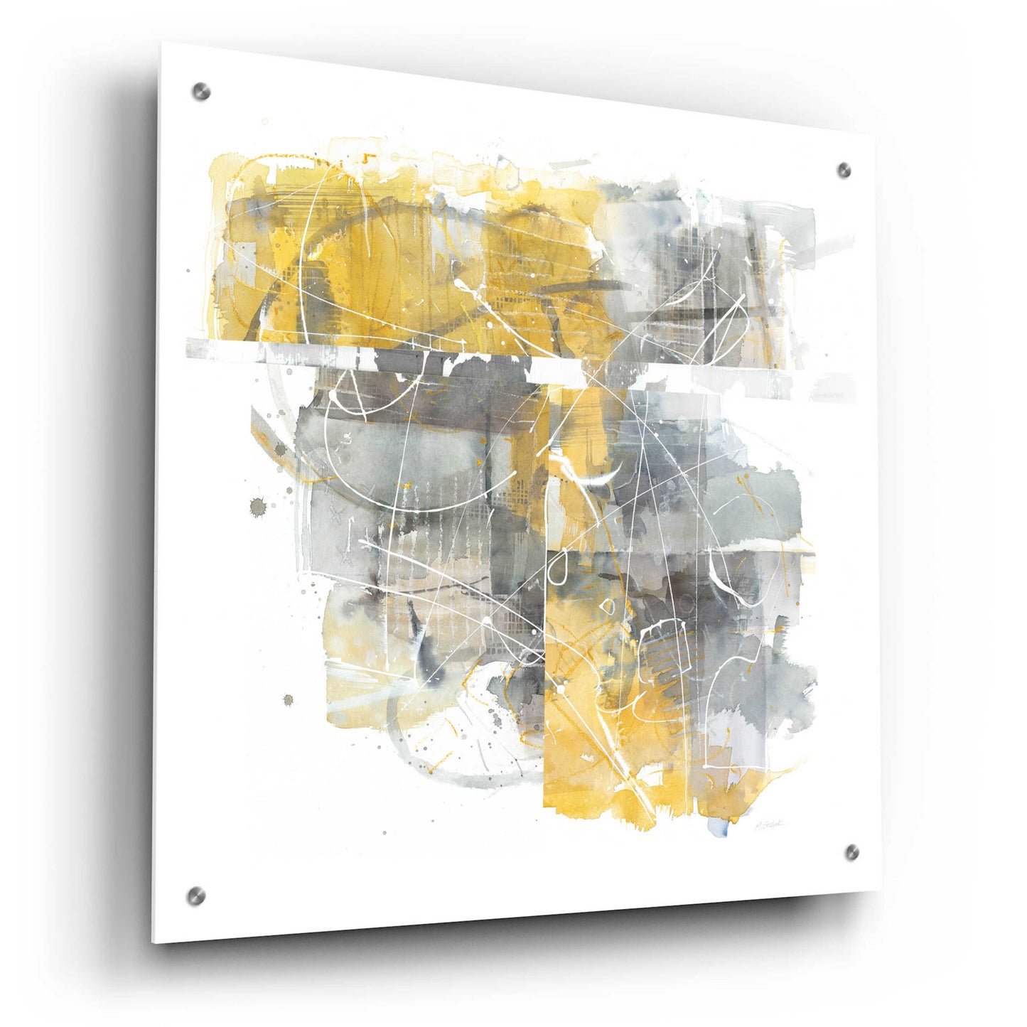 Epic Art 'Moving In And Out Of Traffic II Yellow Grey' by Mike Schick, Acrylic Glass Wall Art,24x24