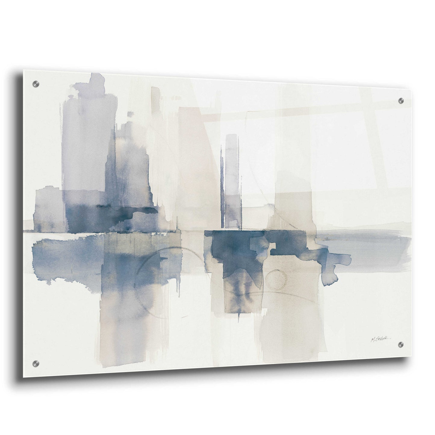 Epic Art 'Improvisation II Navy' by Mike Schick, Acrylic Glass Wall Art,36x24