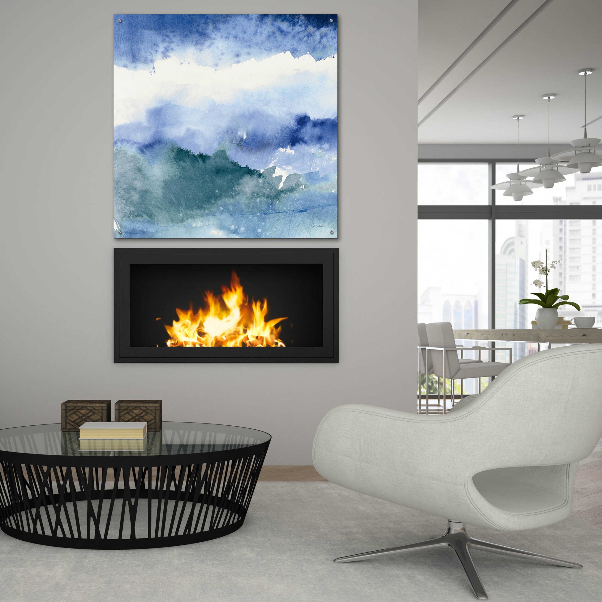 Epic Art 'Midnight At The Lake III Cool' by Mike Schick, Acrylic Glass Wall Art,36x36