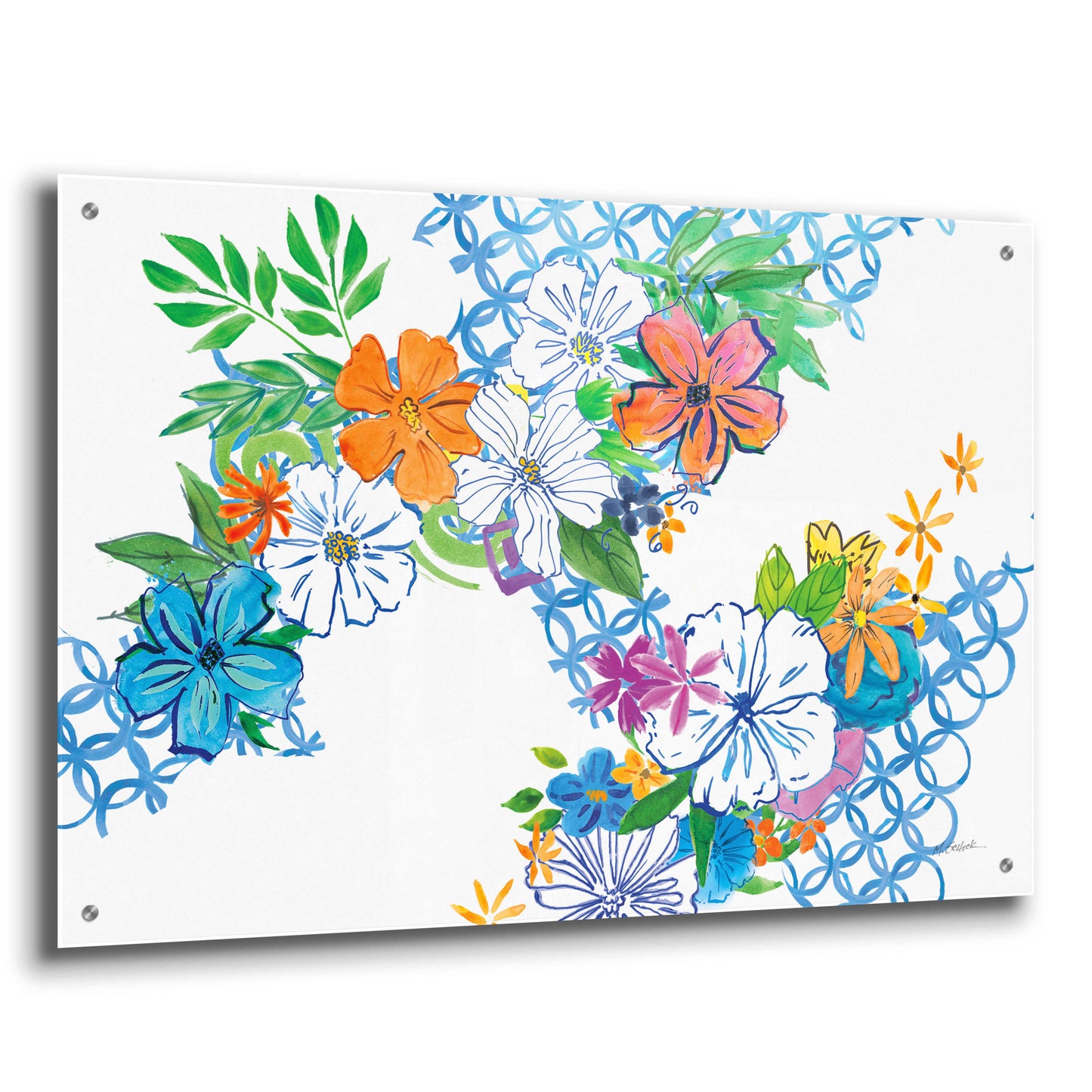 Epic Art 'Flower Power I' by Mike Schick, Acrylic Glass Wall Art,36x24