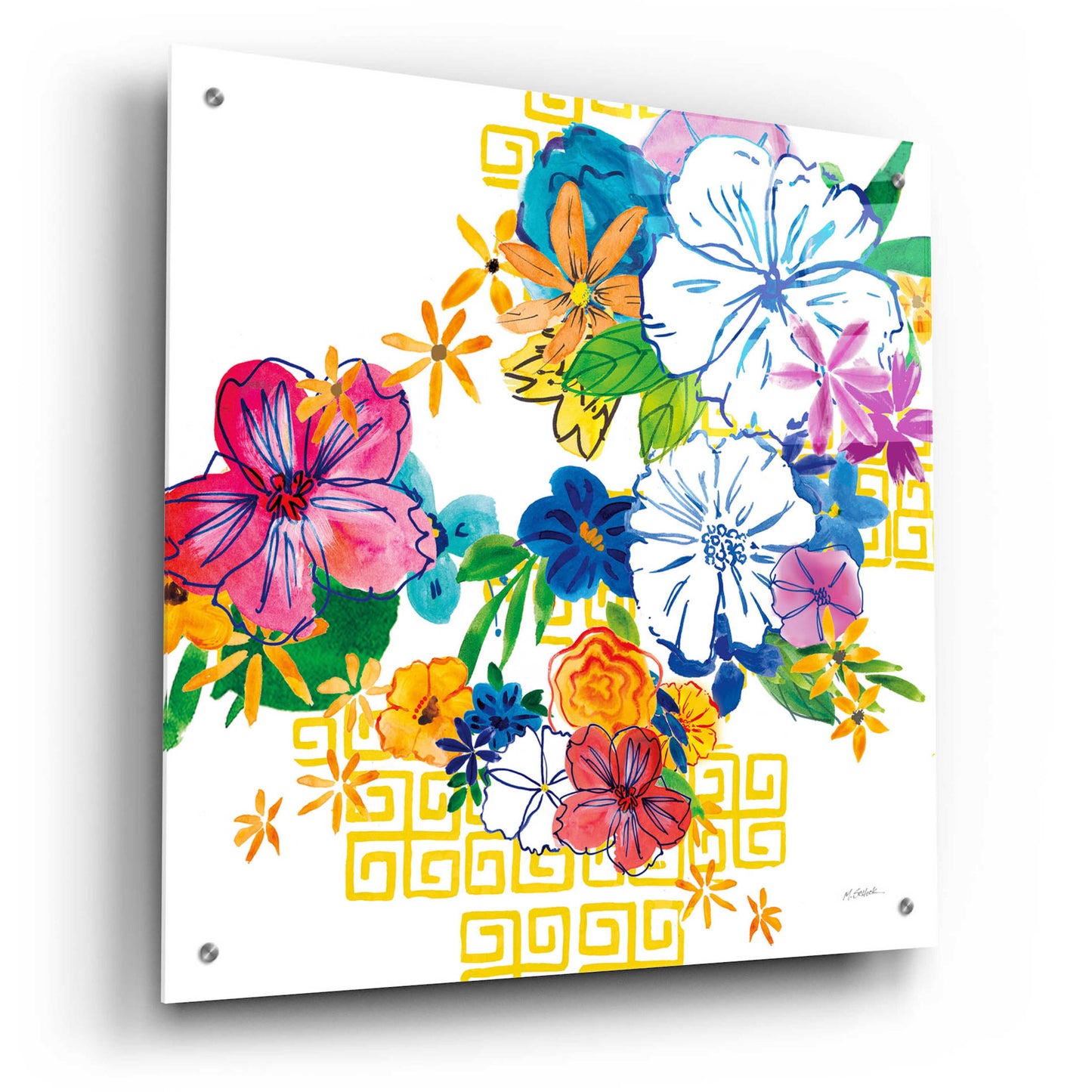 Epic Art 'Flower Power II' by Mike Schick, Acrylic Glass Wall Art,24x24