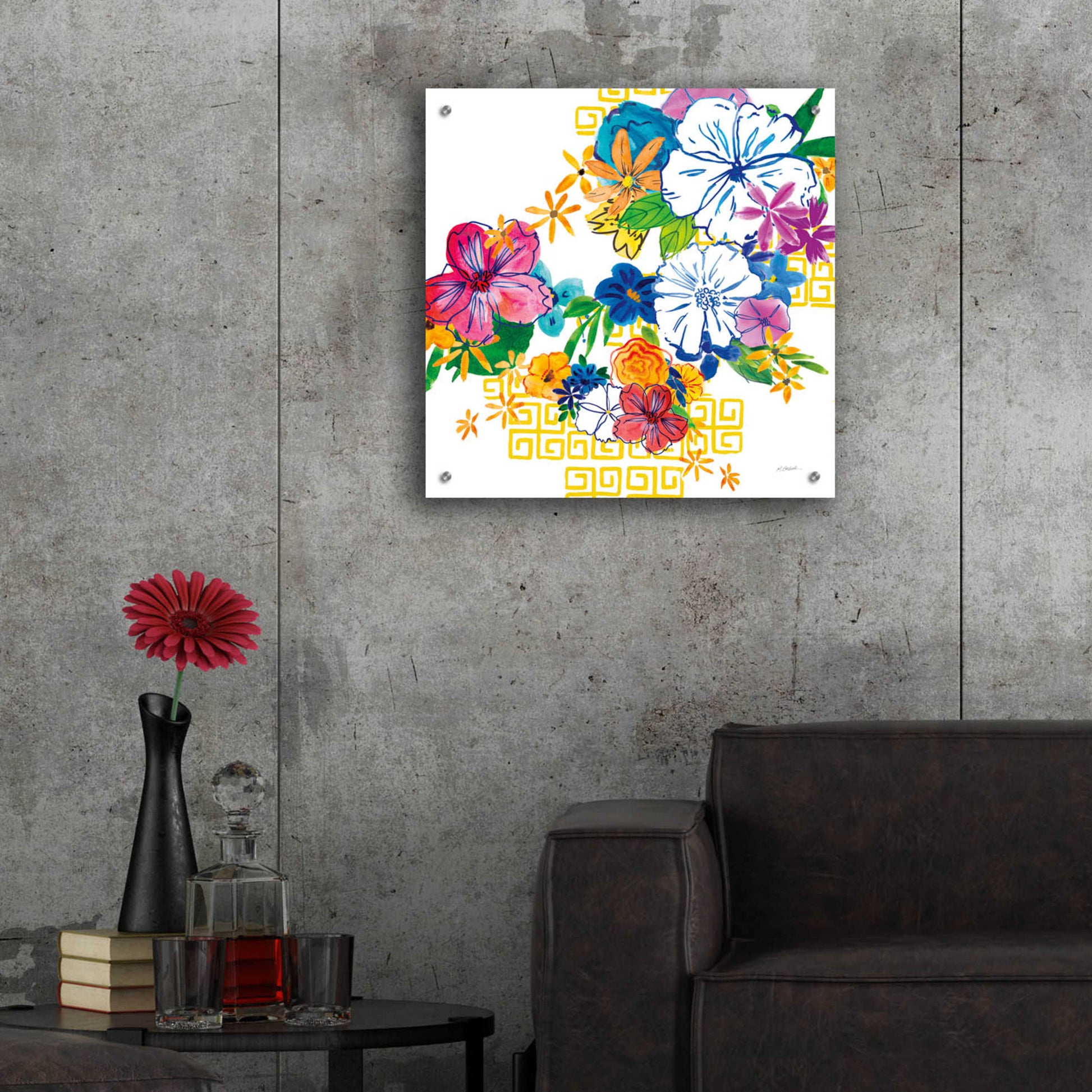 Epic Art 'Flower Power II' by Mike Schick, Acrylic Glass Wall Art,24x24