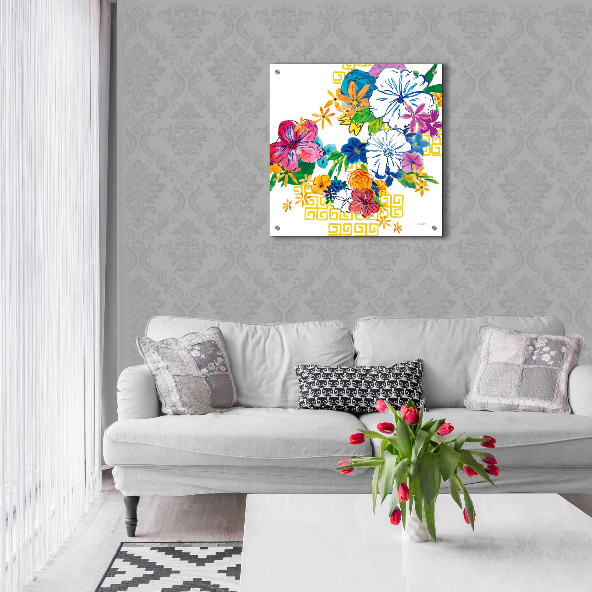 Epic Art 'Flower Power II' by Mike Schick, Acrylic Glass Wall Art,24x24